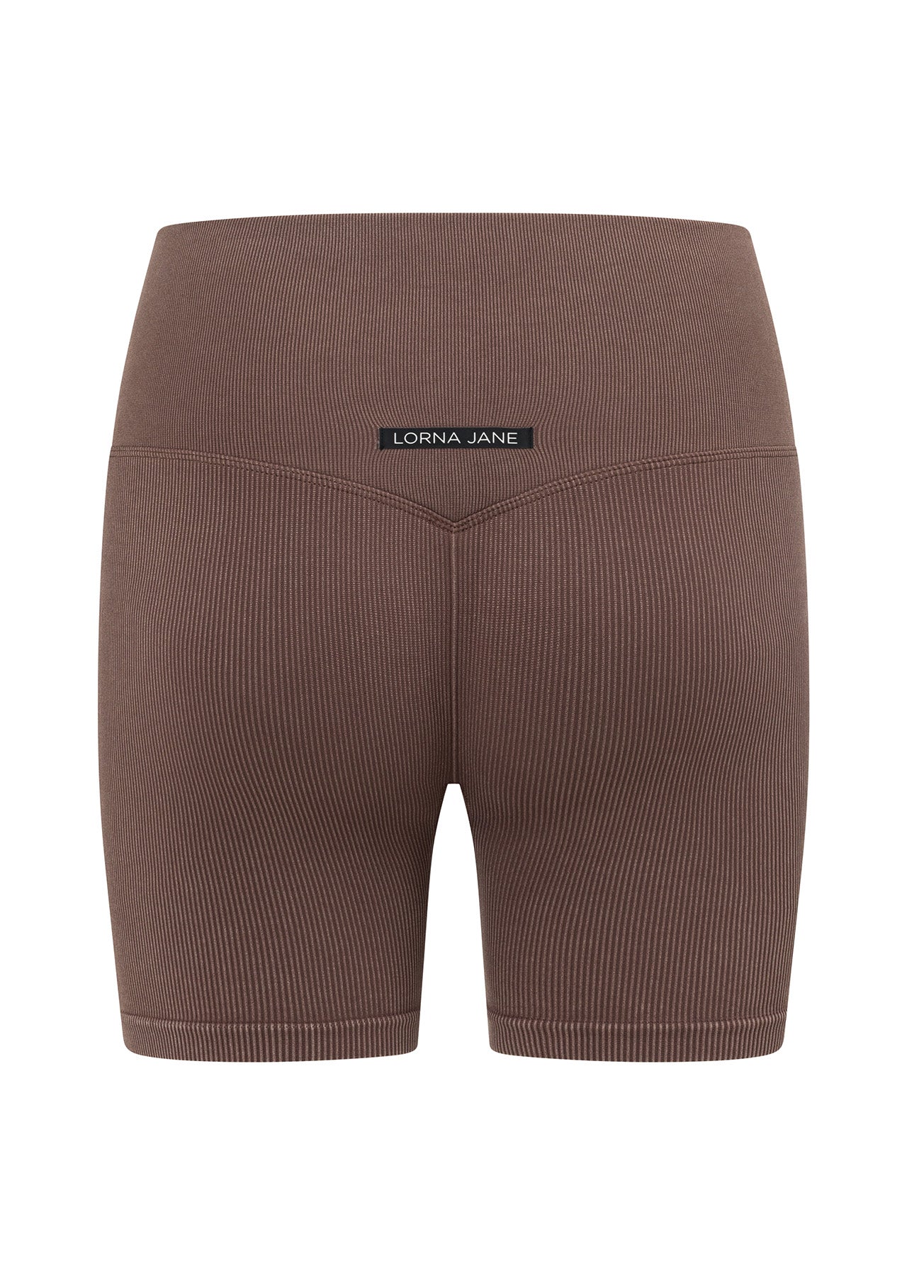 Lorna Jane Tempo Ribbed Seamless Bike Shorts - Washed Chocolate