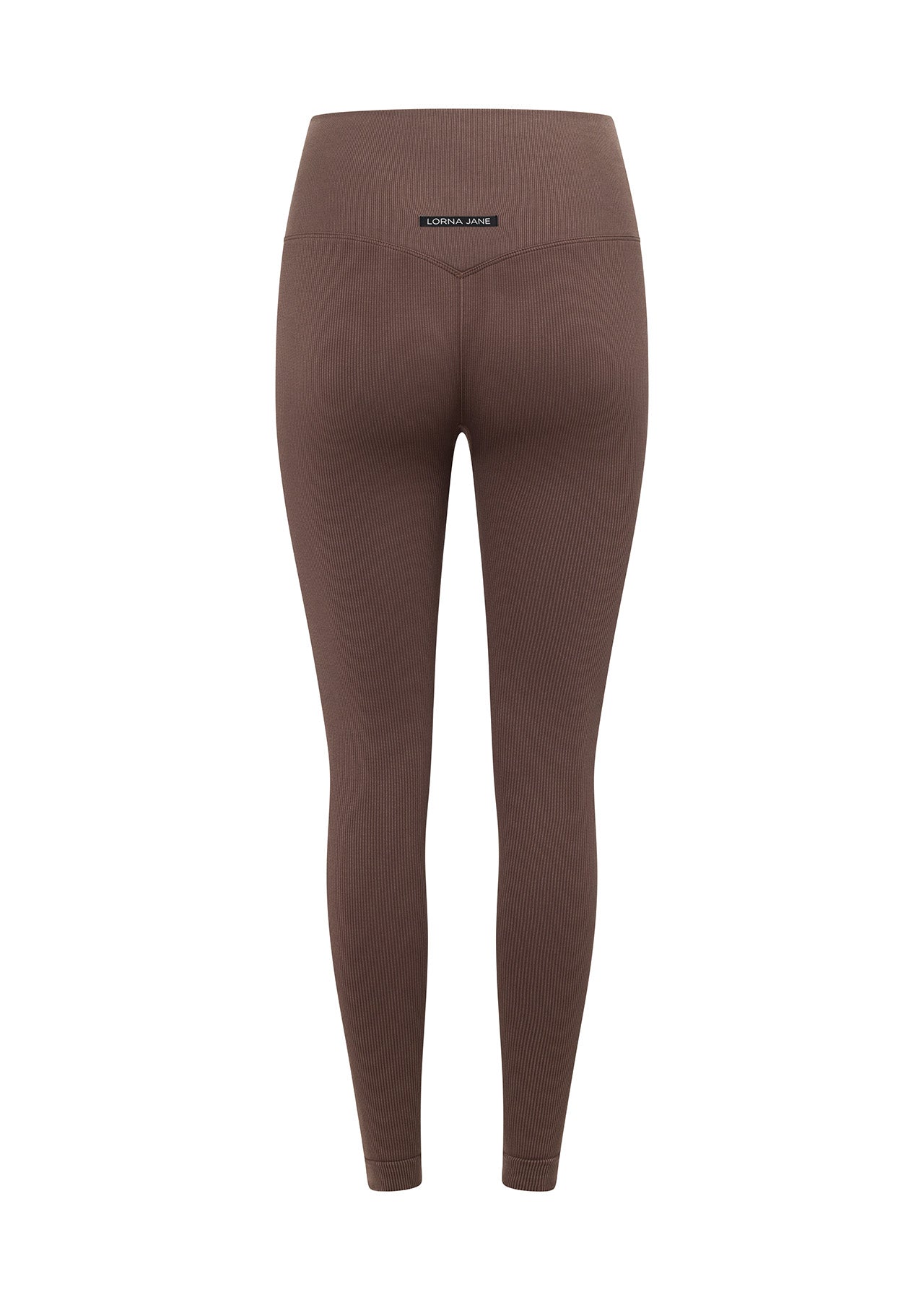 Lorna Jane Tempo Ribbed Seamless Ankle Biter Leggings - Washed Chocolate