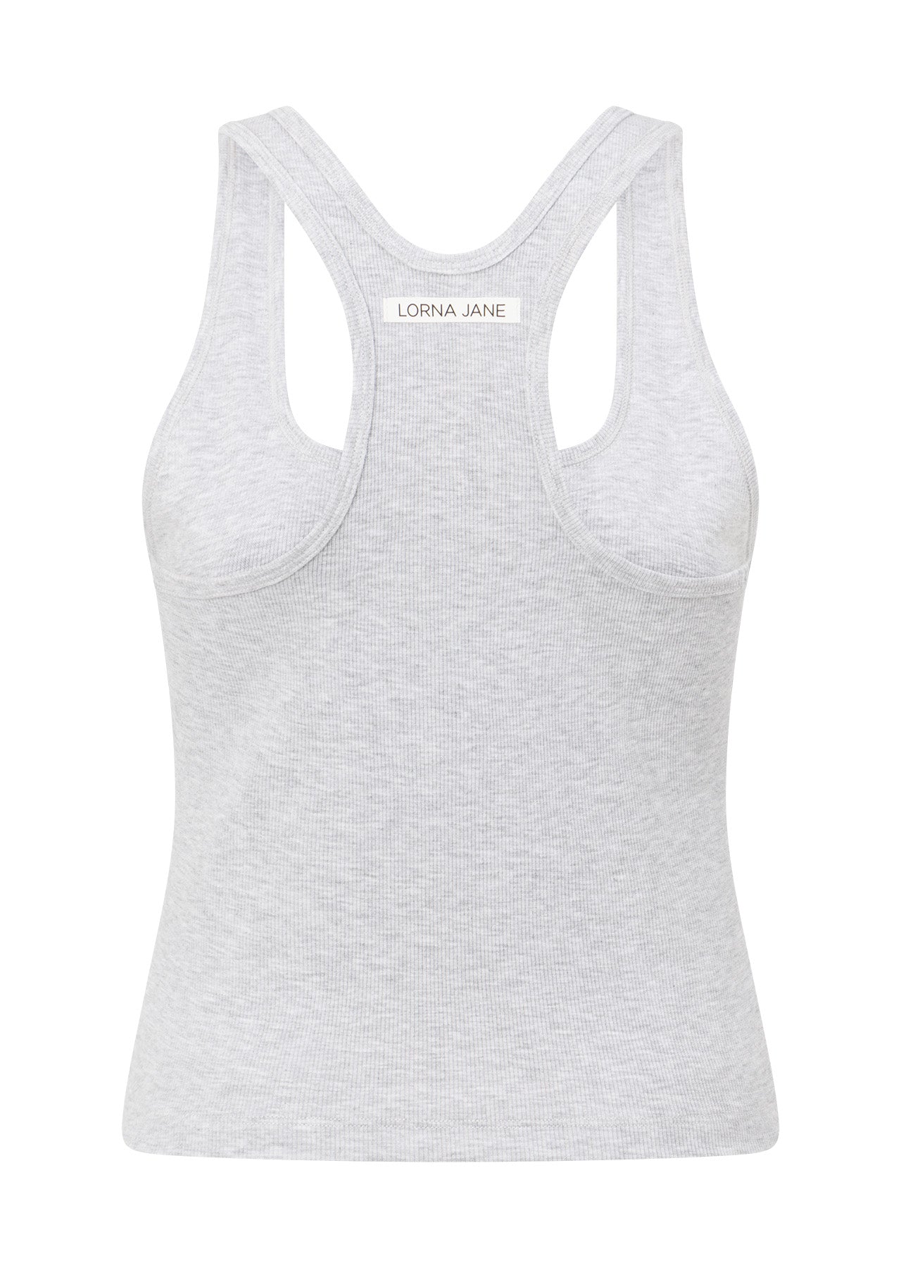 Lorna Jane Muse Rib Tank - Light Grey Marl