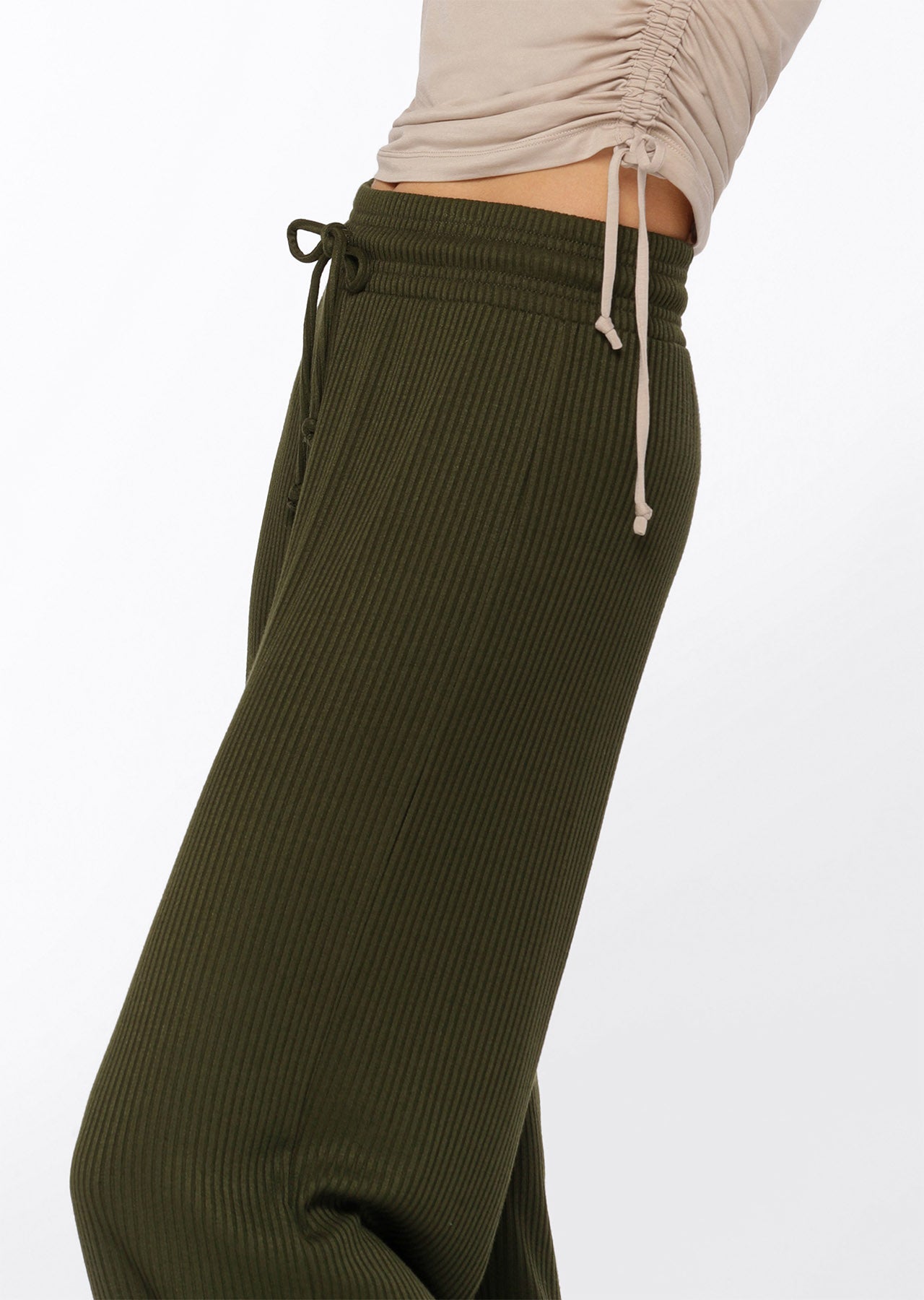 Lorna Jane Rest And Relax Rib Full Length Pants - Luxury Green