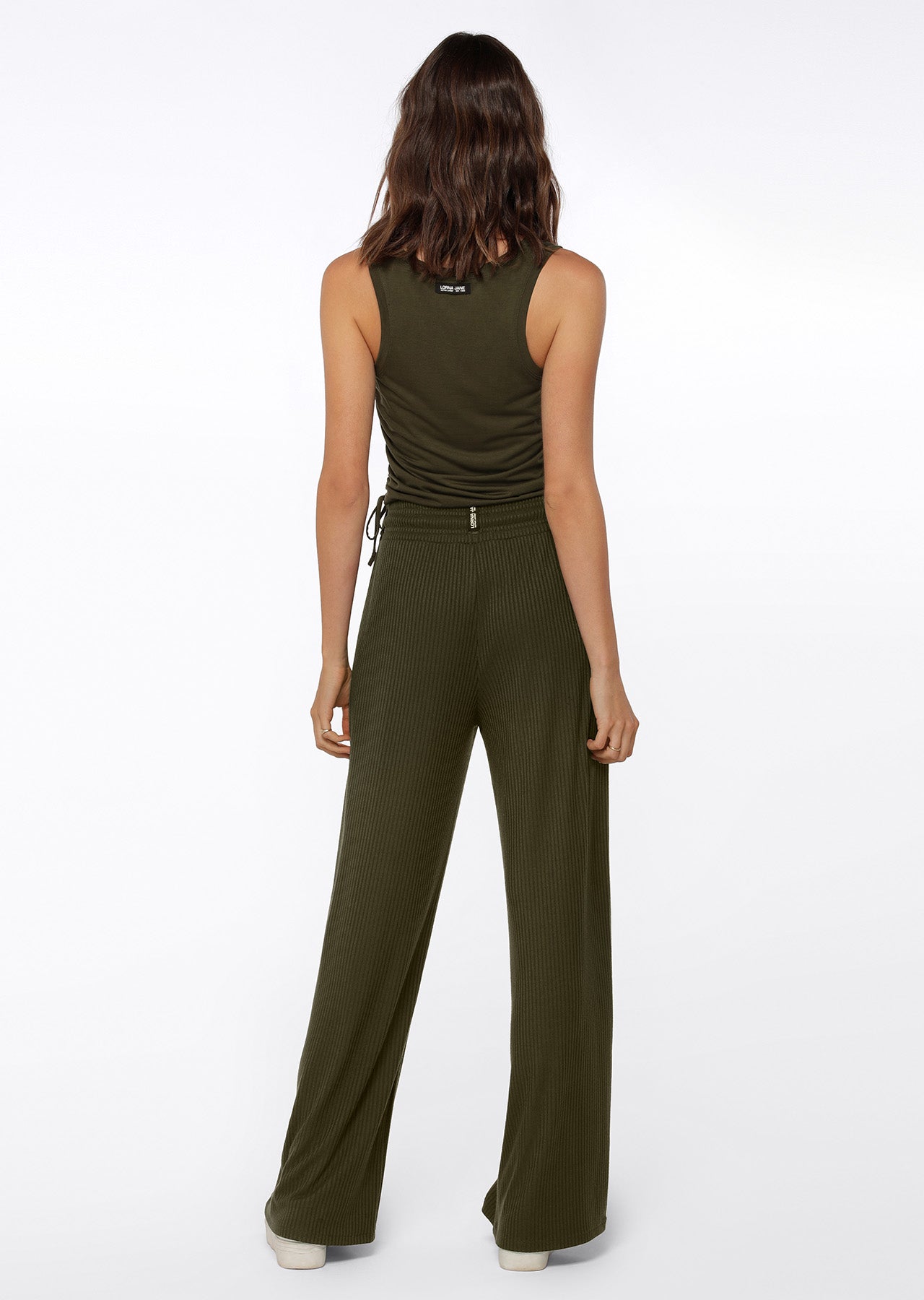 Lorna Jane Rest And Relax Rib Full Length Pants - Luxury Green