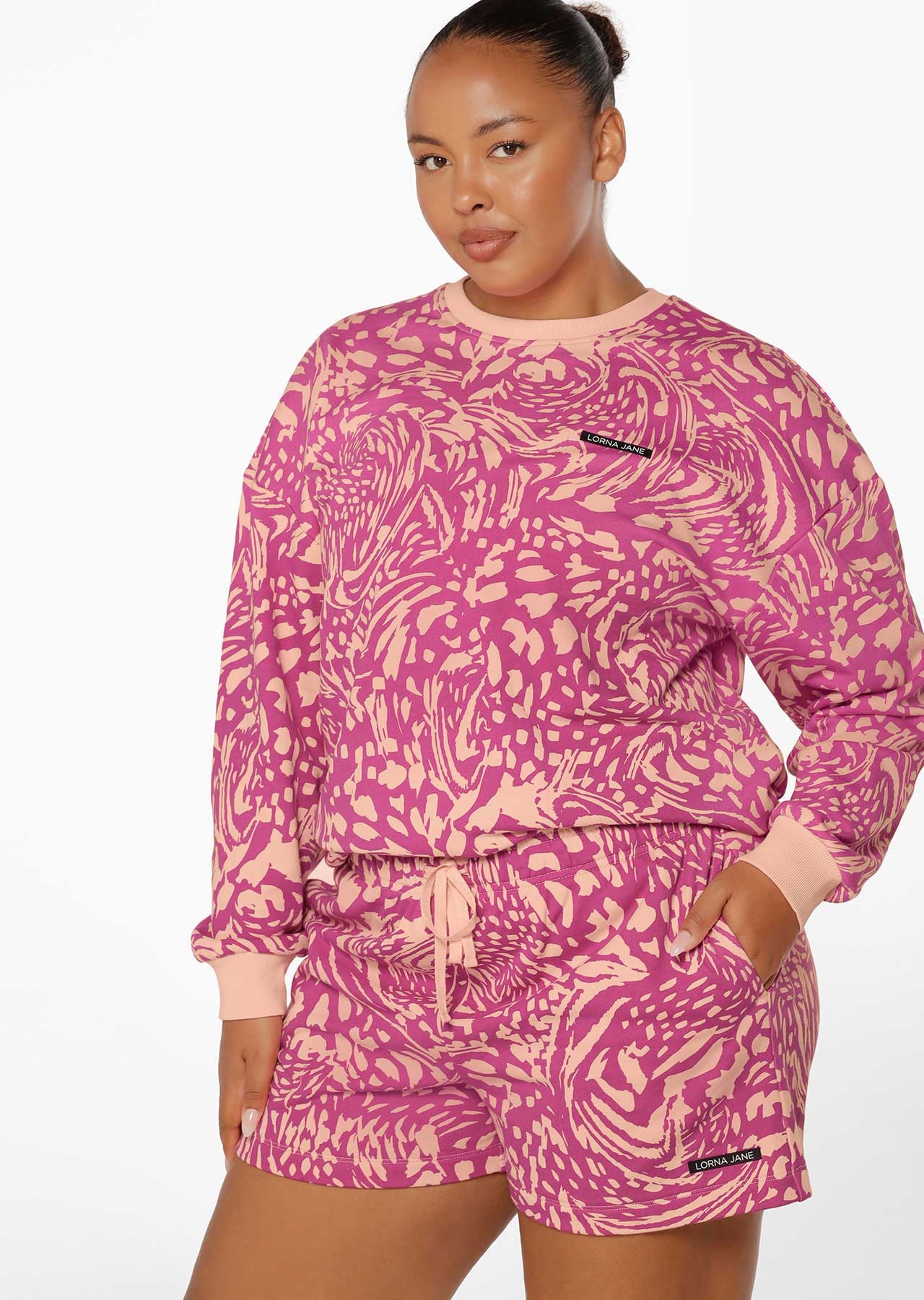 Lorna Jane Abstract Sweat Shorts - Hyper Abstract Print
