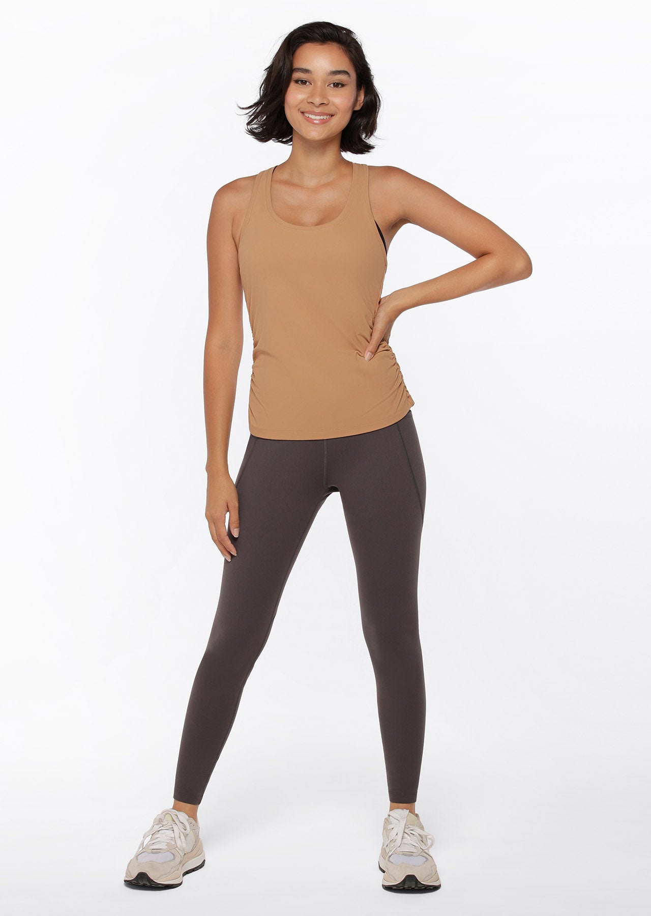 Lorna Jane Gathered Active Tank - Biscuit