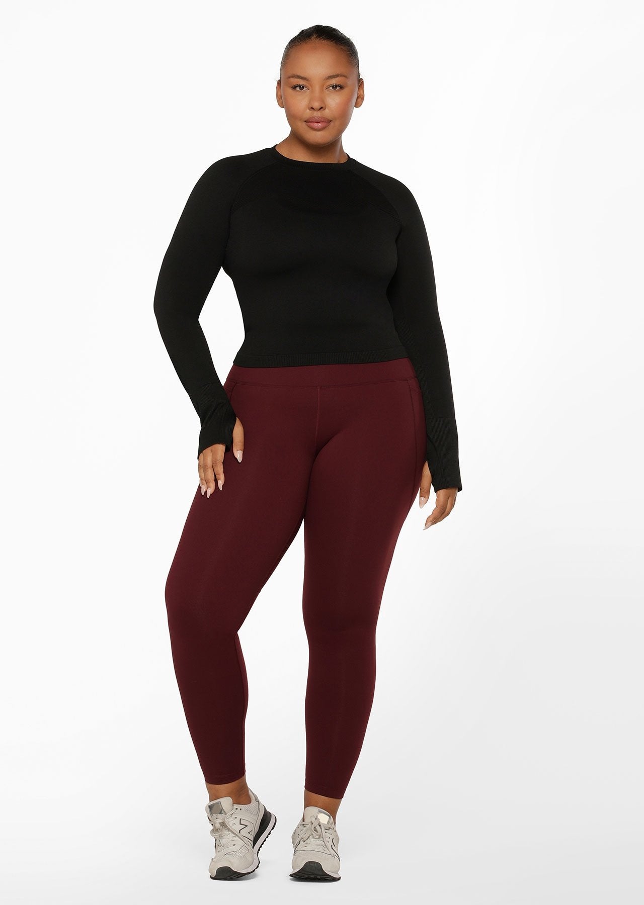 Lorna Jane Ultra Amy Thermal Tech Full Length Leggings - Maroon
