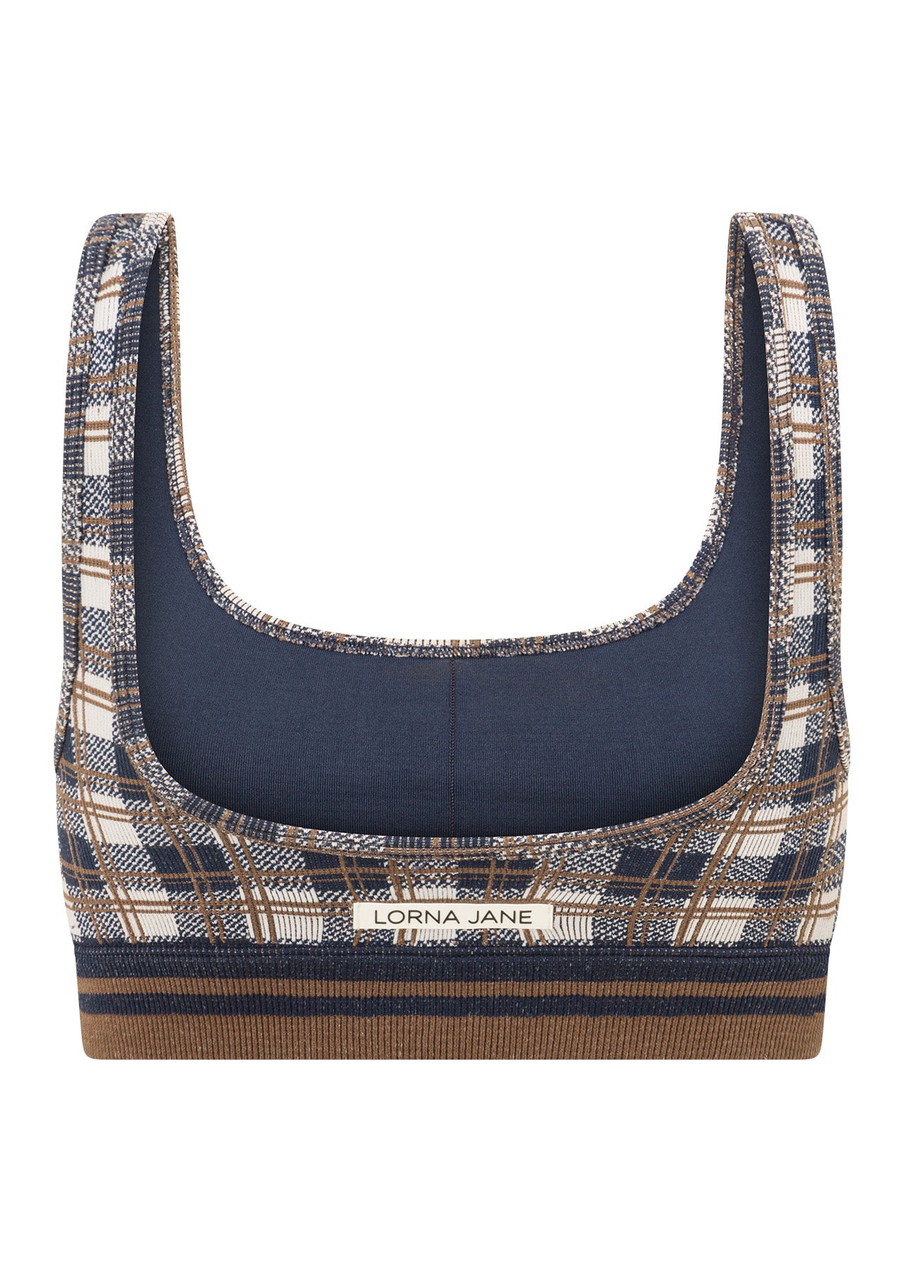 Lorna Jane Gingham Seamless Sports Bra - Neutral Gingham