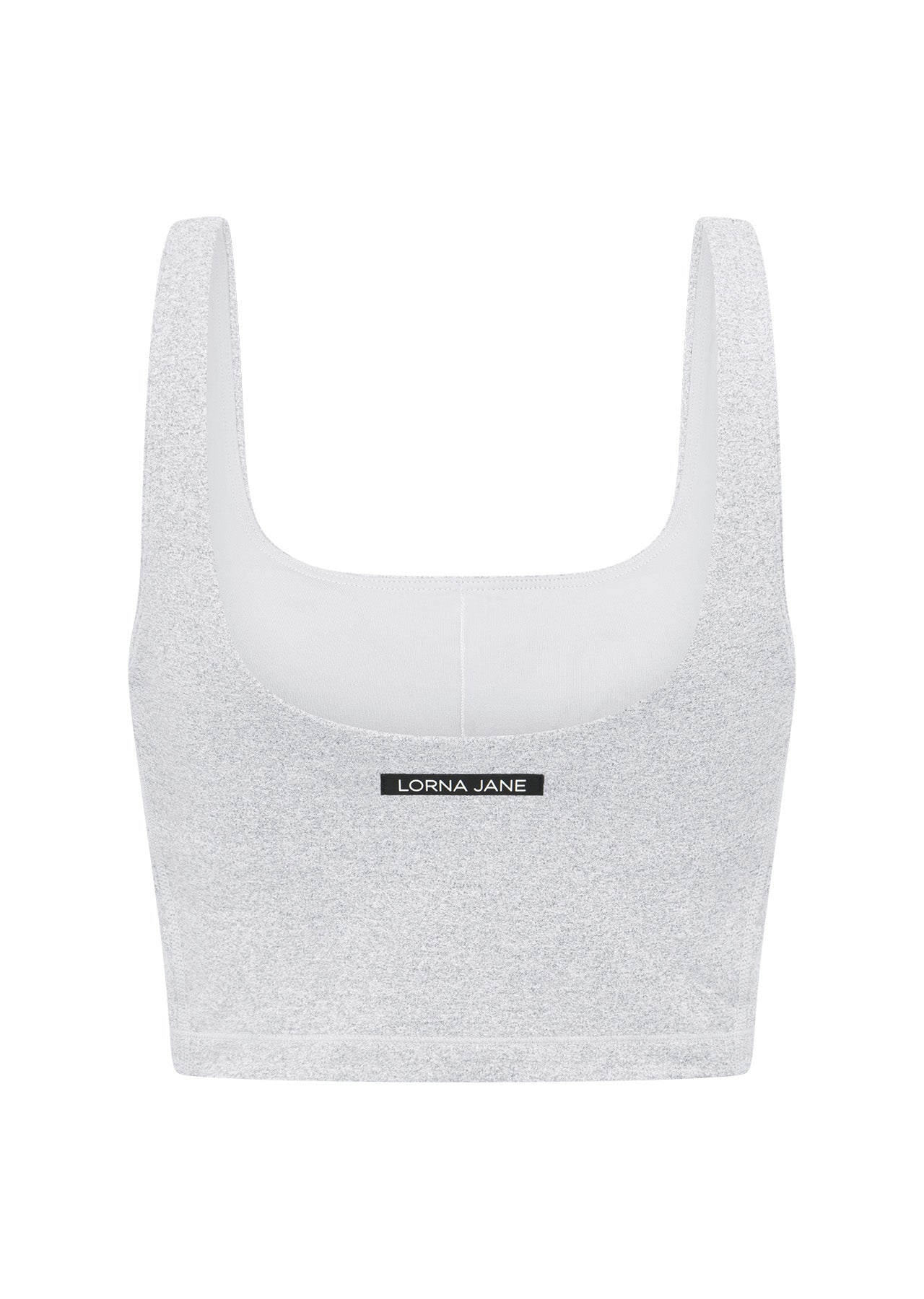 Lorna Jane Elevate Marl Cropped Tank Bra Combo - Grey Marl