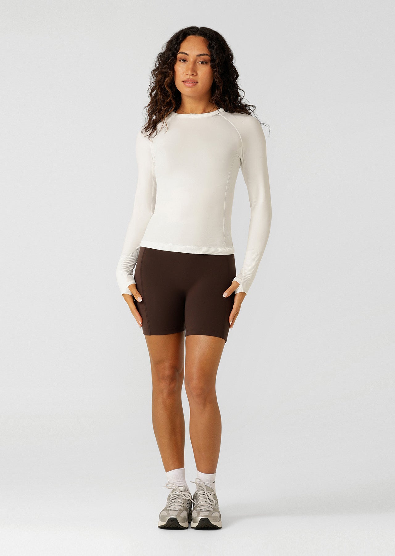 Lorna Jane Tempo Seamless Long Sleeve Top - Porcelain