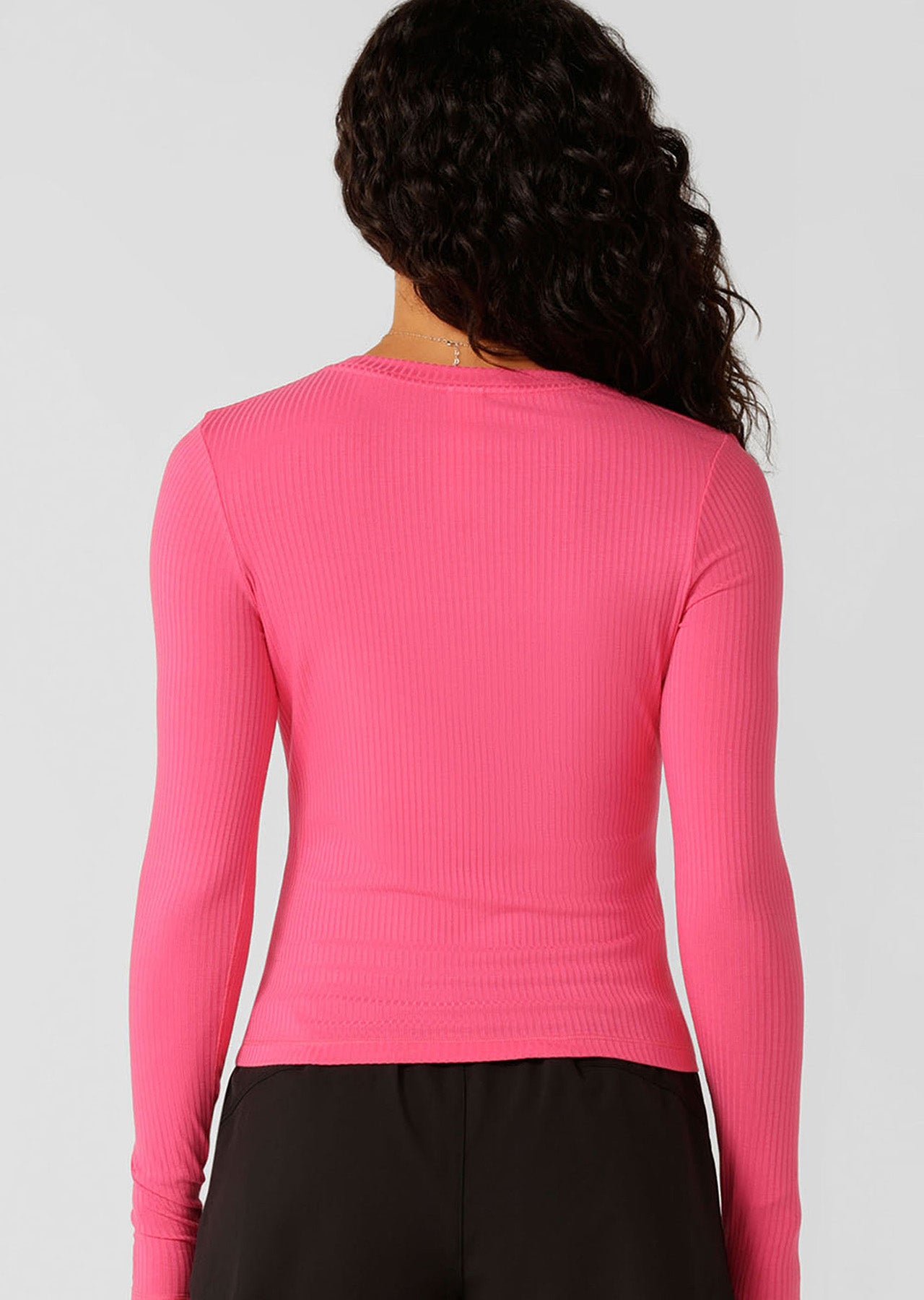 Lorna Jane Movement Long Sleeve Rib Top - Babin Pink