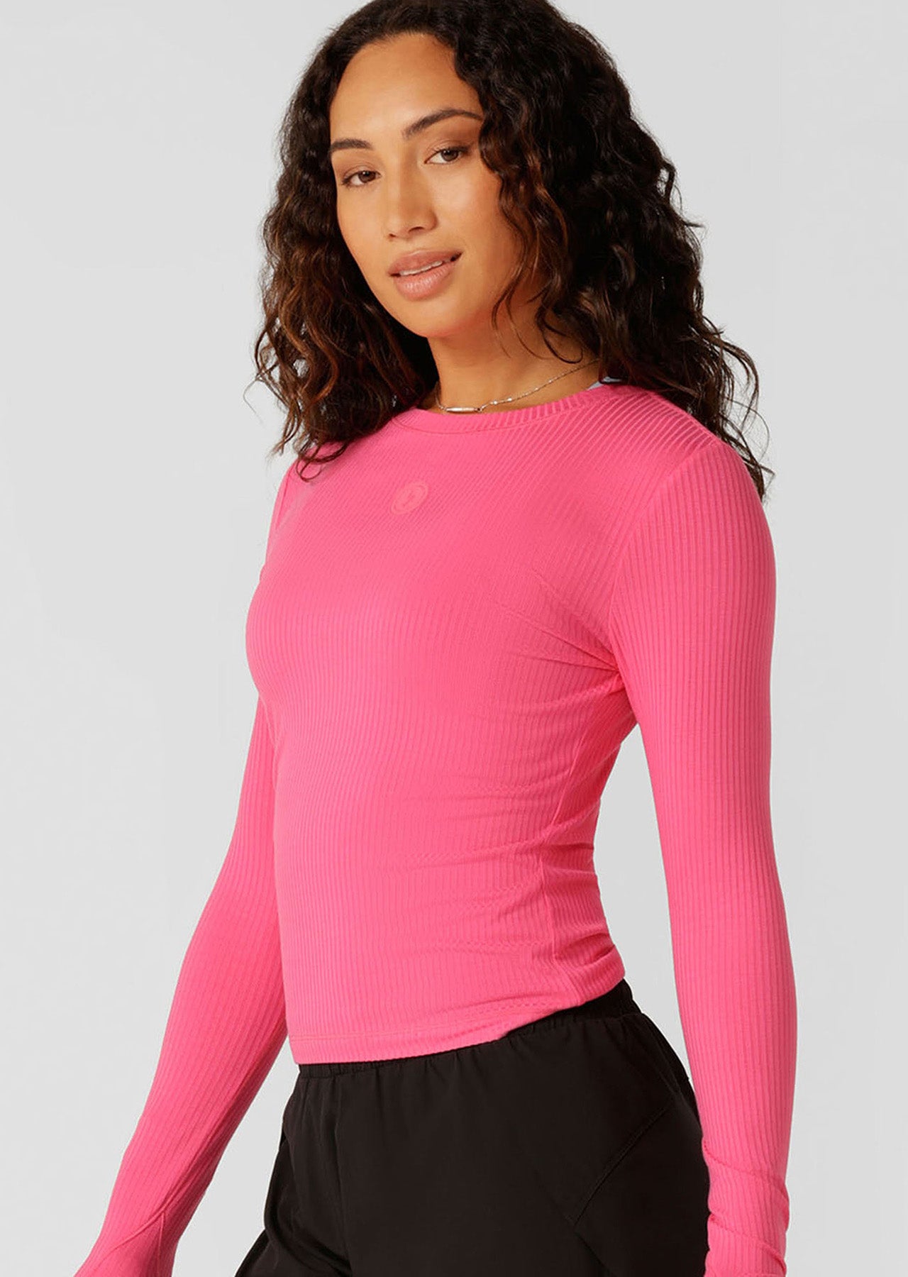Lorna Jane Movement Long Sleeve Rib Top - Babin Pink