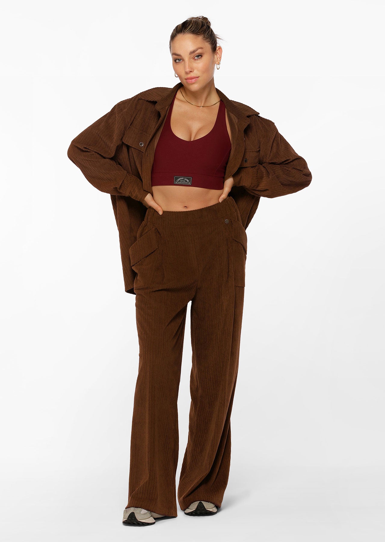 Lorna Jane 70s Revival Corduroy Pants - Espresso