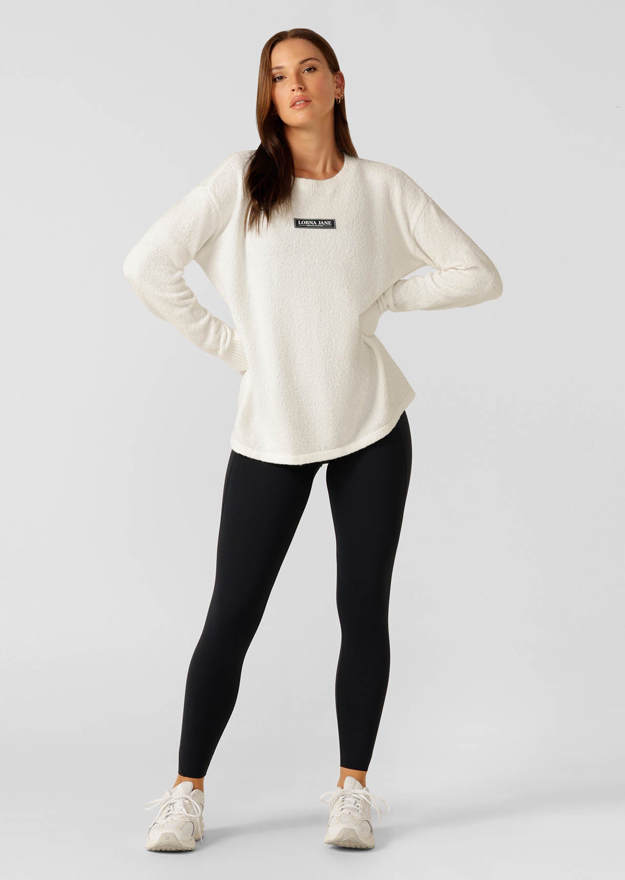 Lorna Jane Campus Oversized Long Sleeve Top - Porcelain