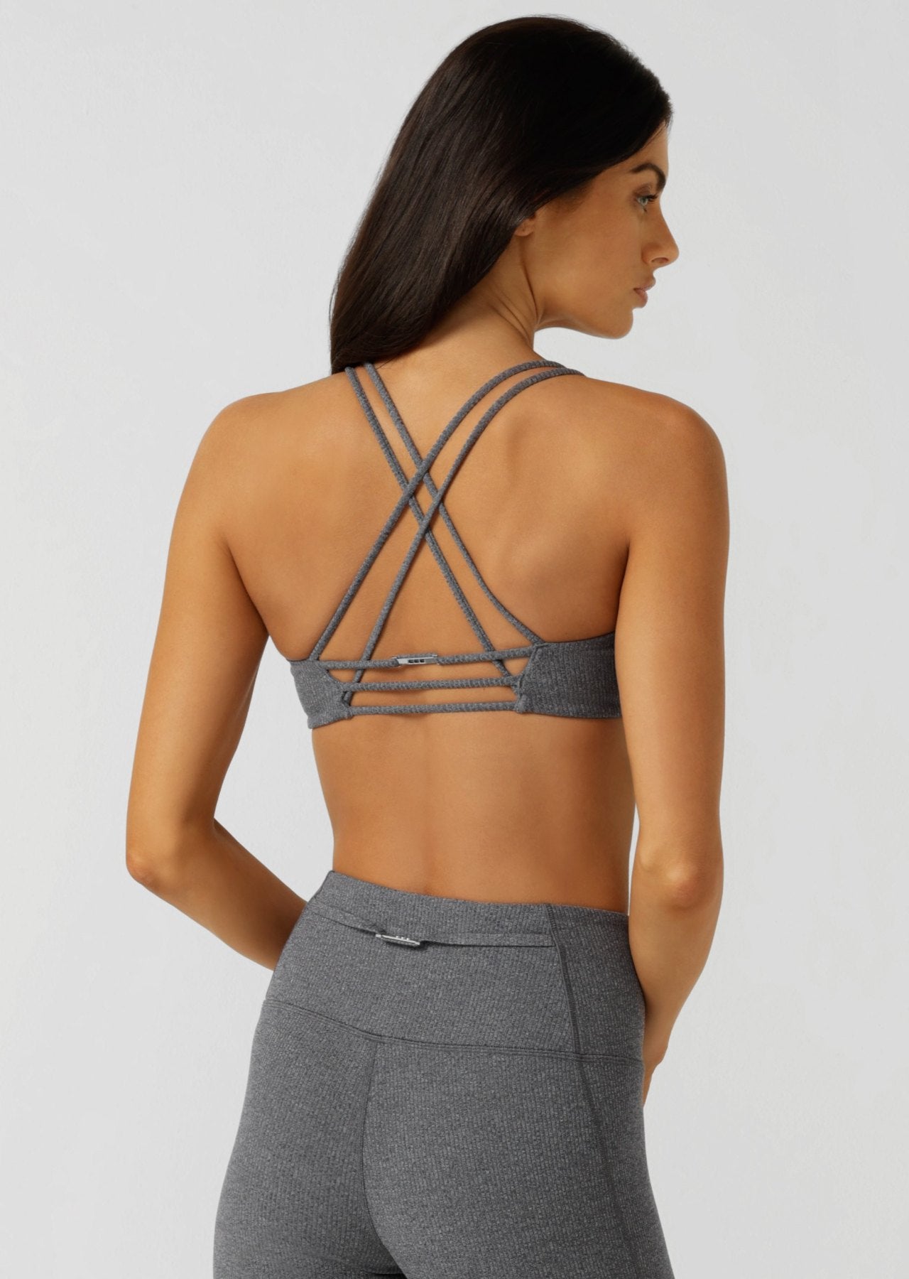 Lorna Jane Divine Rib All Day Sports Bra - Midnight Blue Marl