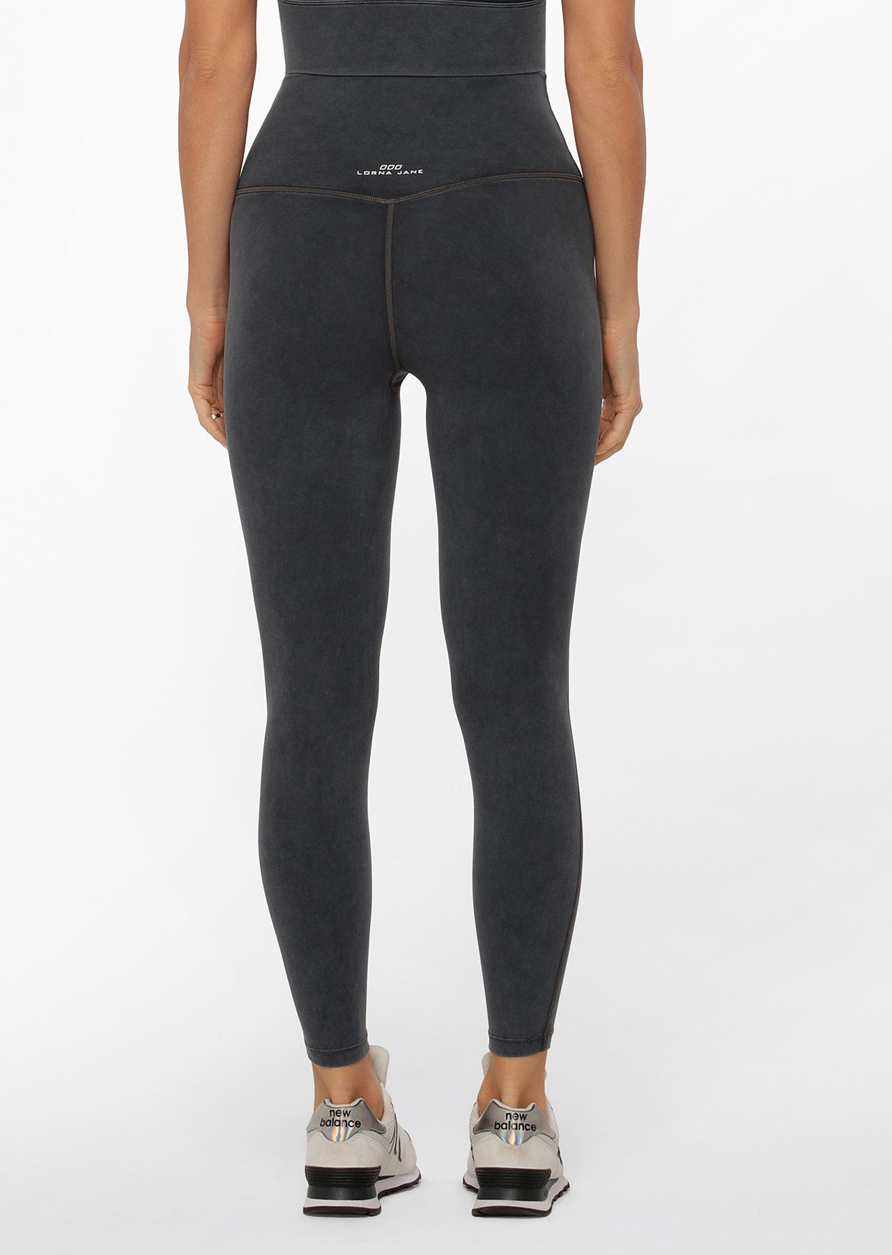 Lorna Jane Hi-Fold Lotus No Chafe Ankle Biter Leggings - Washed Black