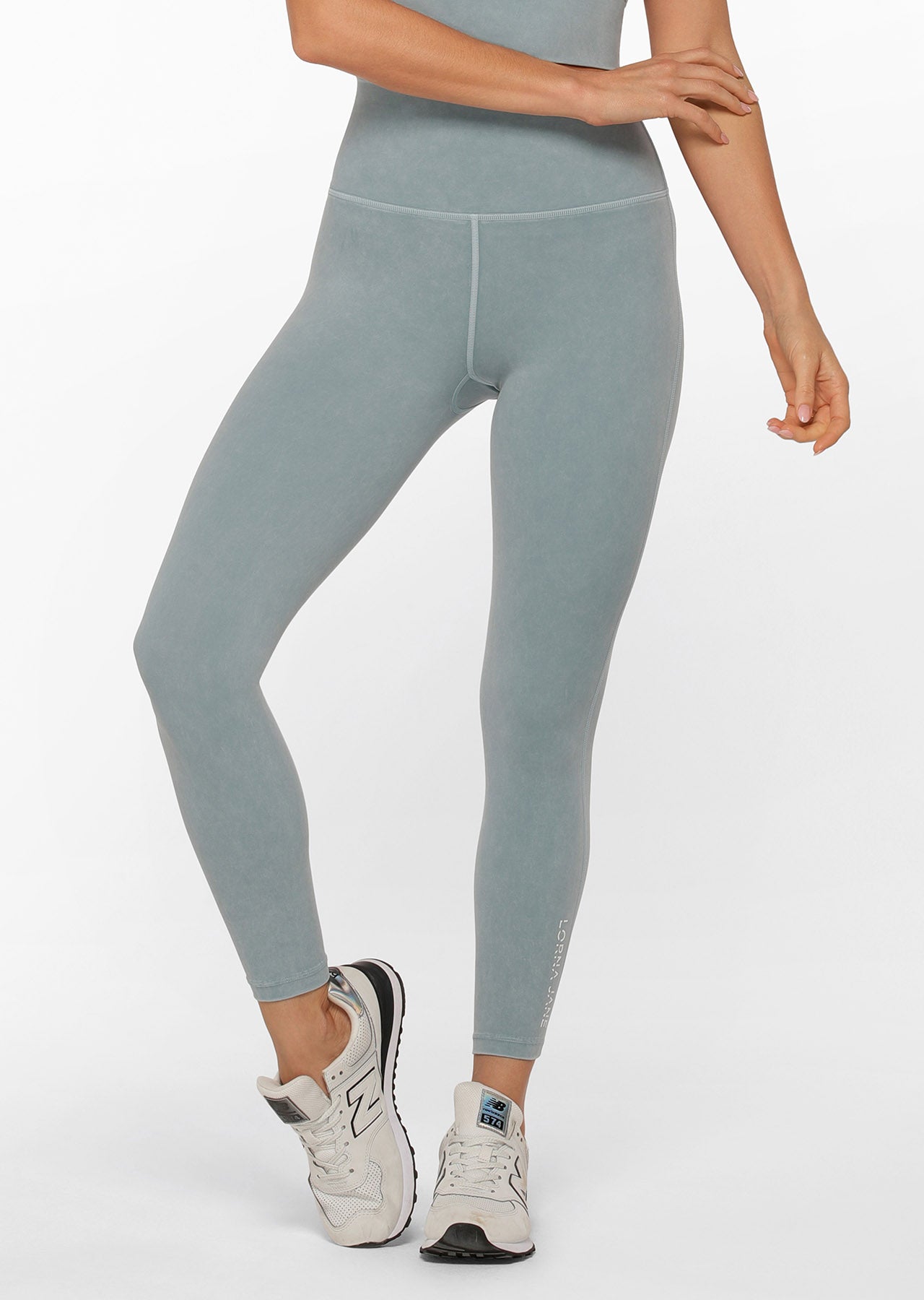 Lorna Jane Hi-Fold Lotus No Chafe Ankle Biter Leggings - Washed Deep Arctic