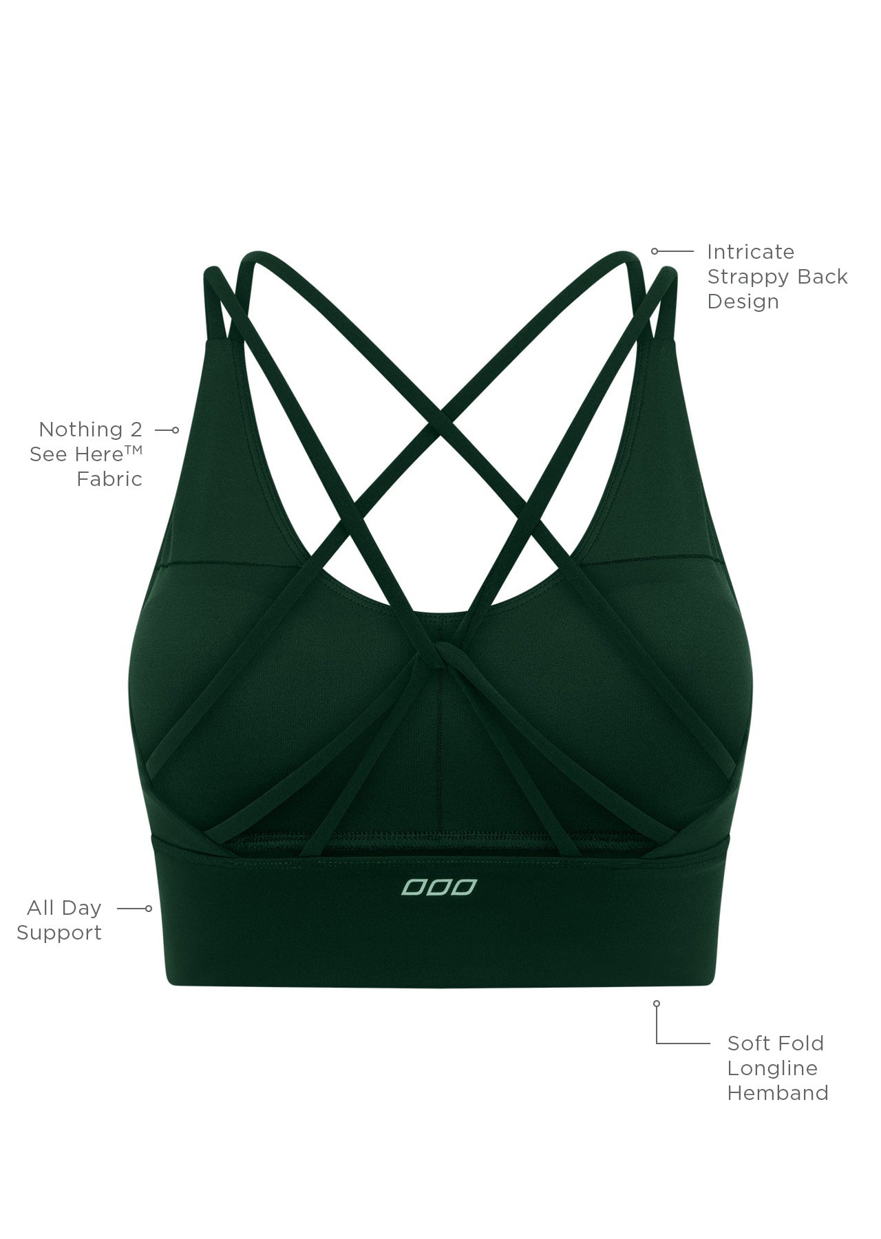 Lorna Jane Lotus Longline Sports Bra - Dark Green
