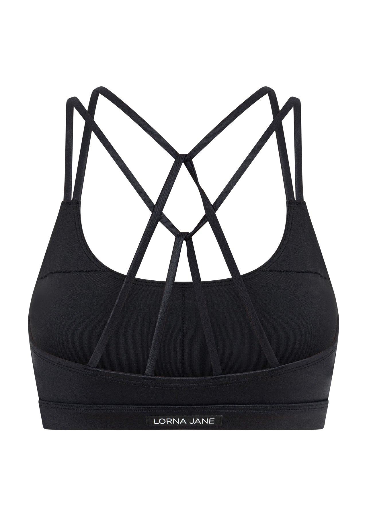 Lorna Jane Wet Look Strappy Sports Bra - Black