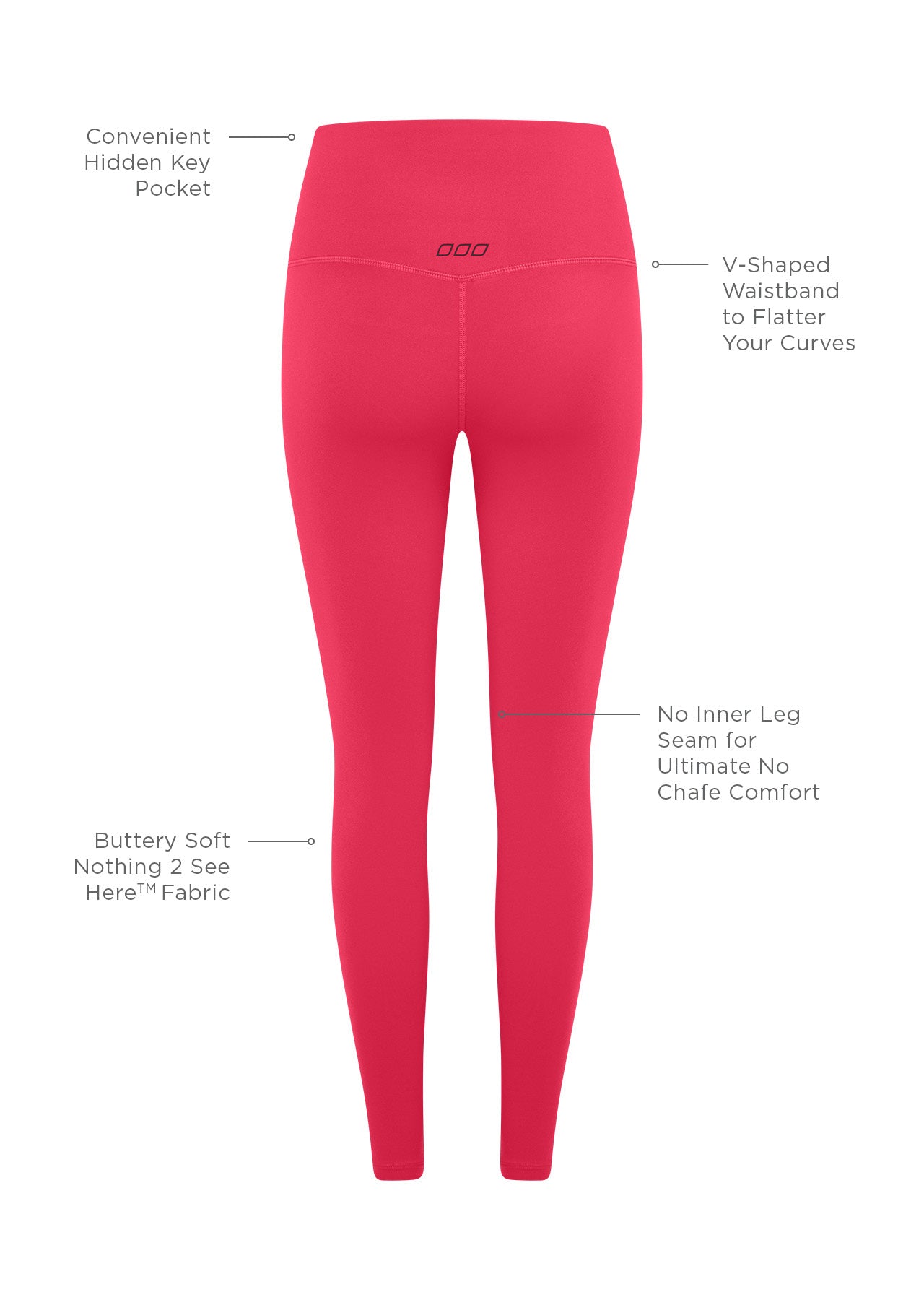 Lorna Jane Lotus No Chafe Ankle Biter Leggings - Neon Raspberry