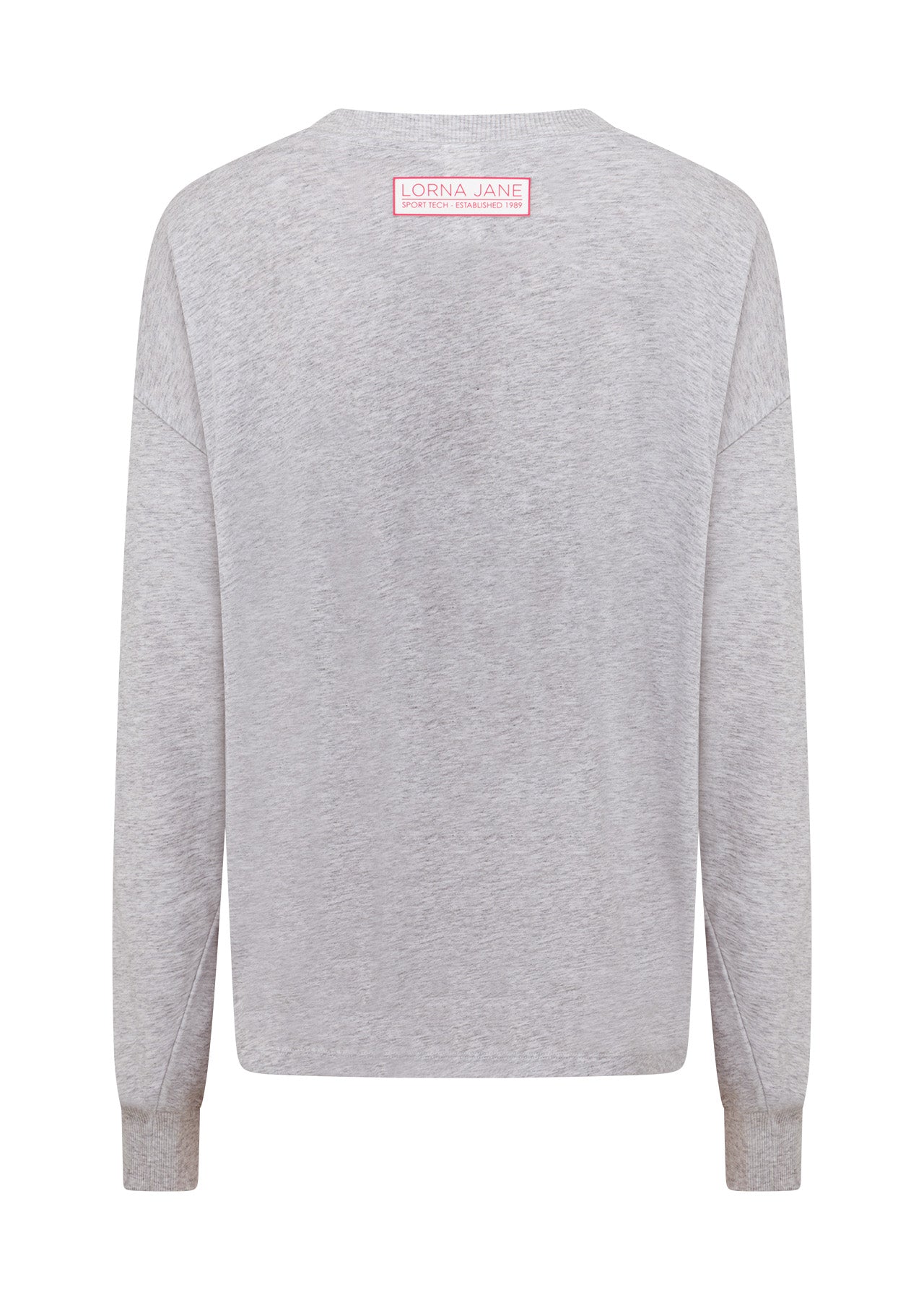 Lorna Jane Never Give Up Long Sleeve Relaxed Tee - Light Grey Marl
