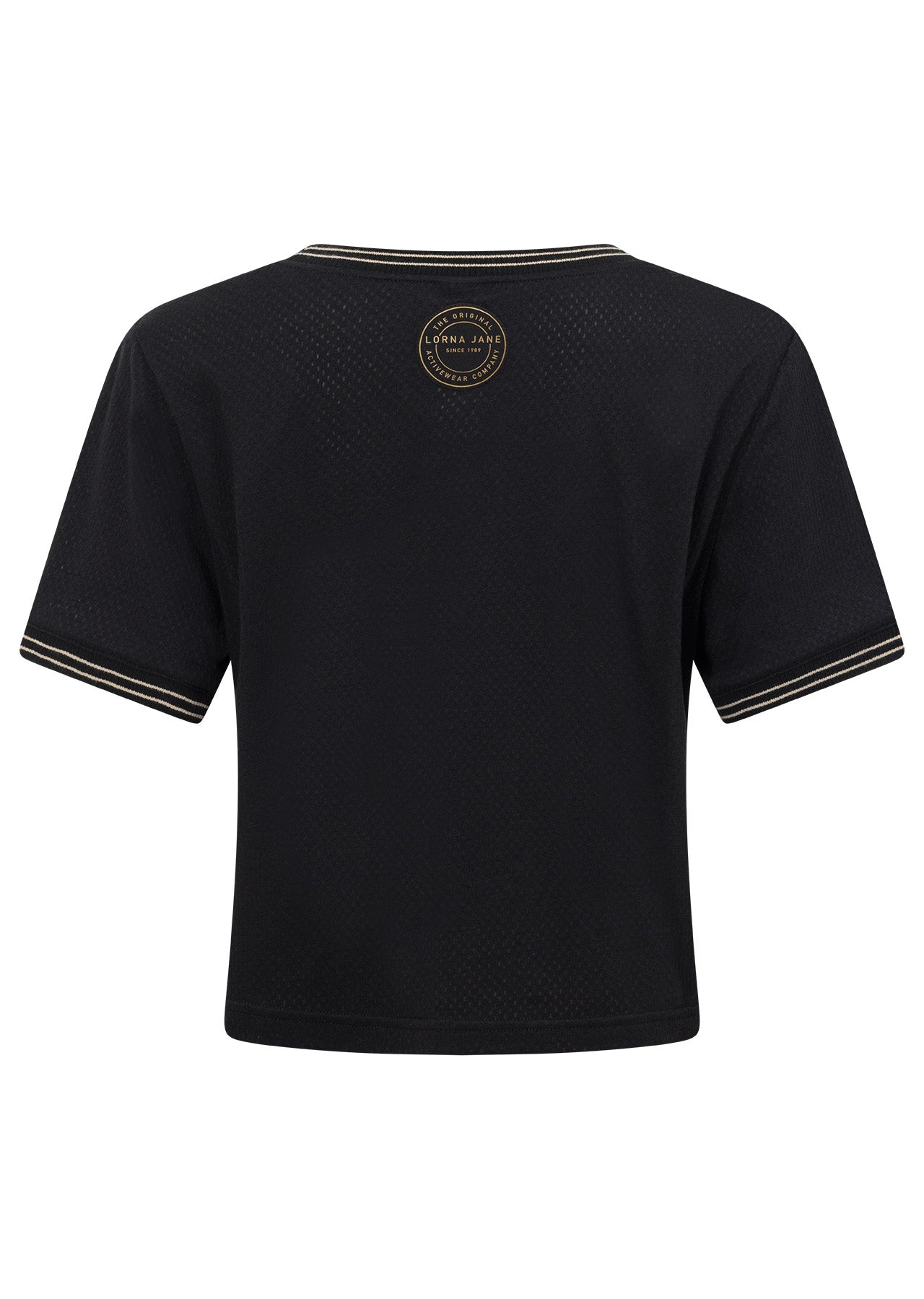 Lorna Jane Slam Dunk Mesh Cropped Tee - Black