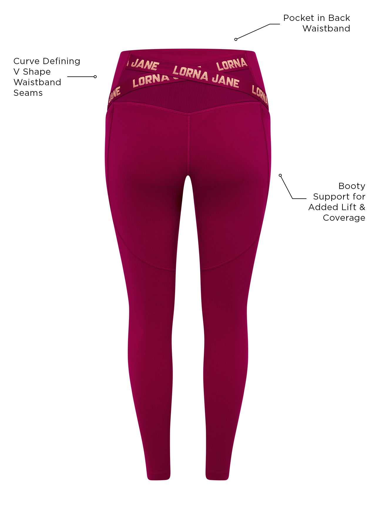 Lorna Jane Stomach & Booty Support Excel Ankle Biter Leggings - Persian Rose