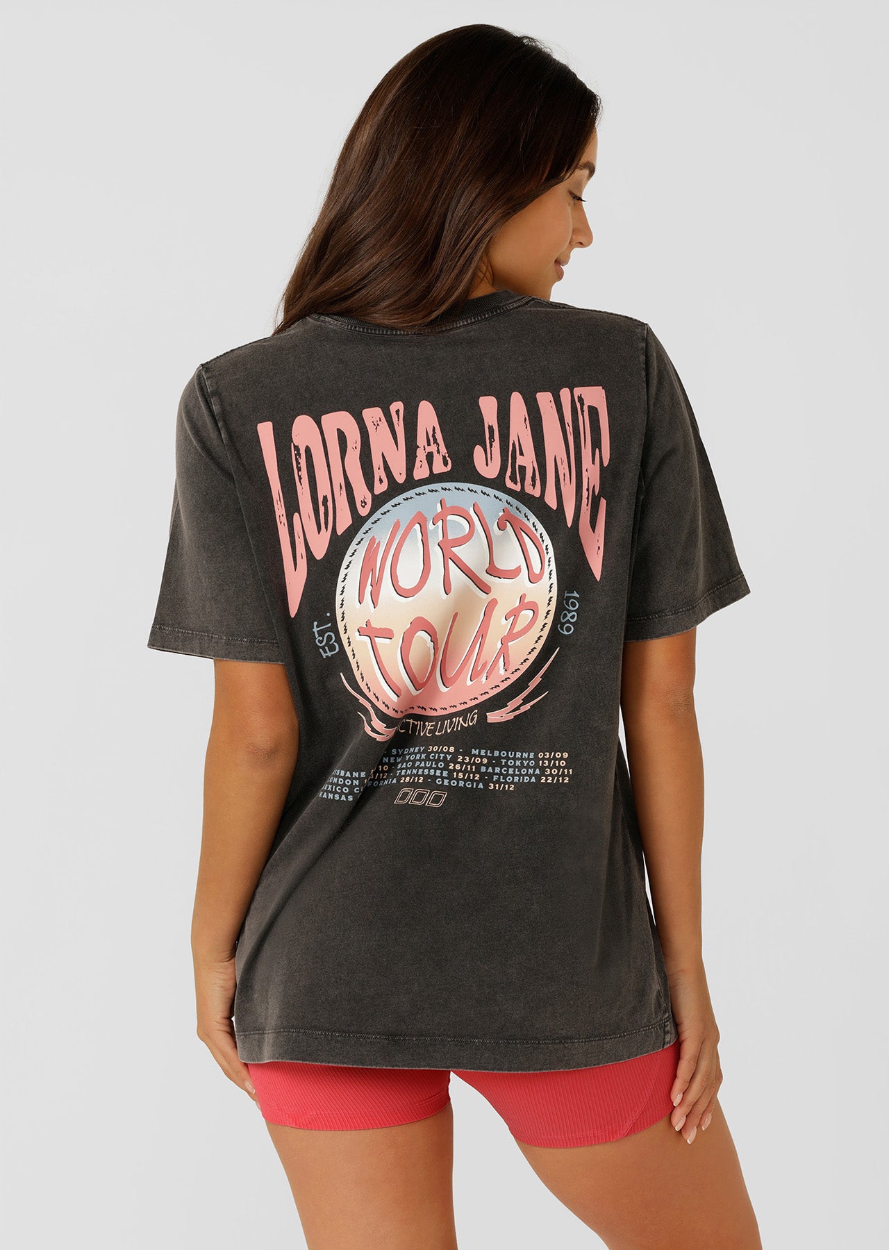 Lorna Jane Lorna Jane World Tour T-Shirt - Washed Black