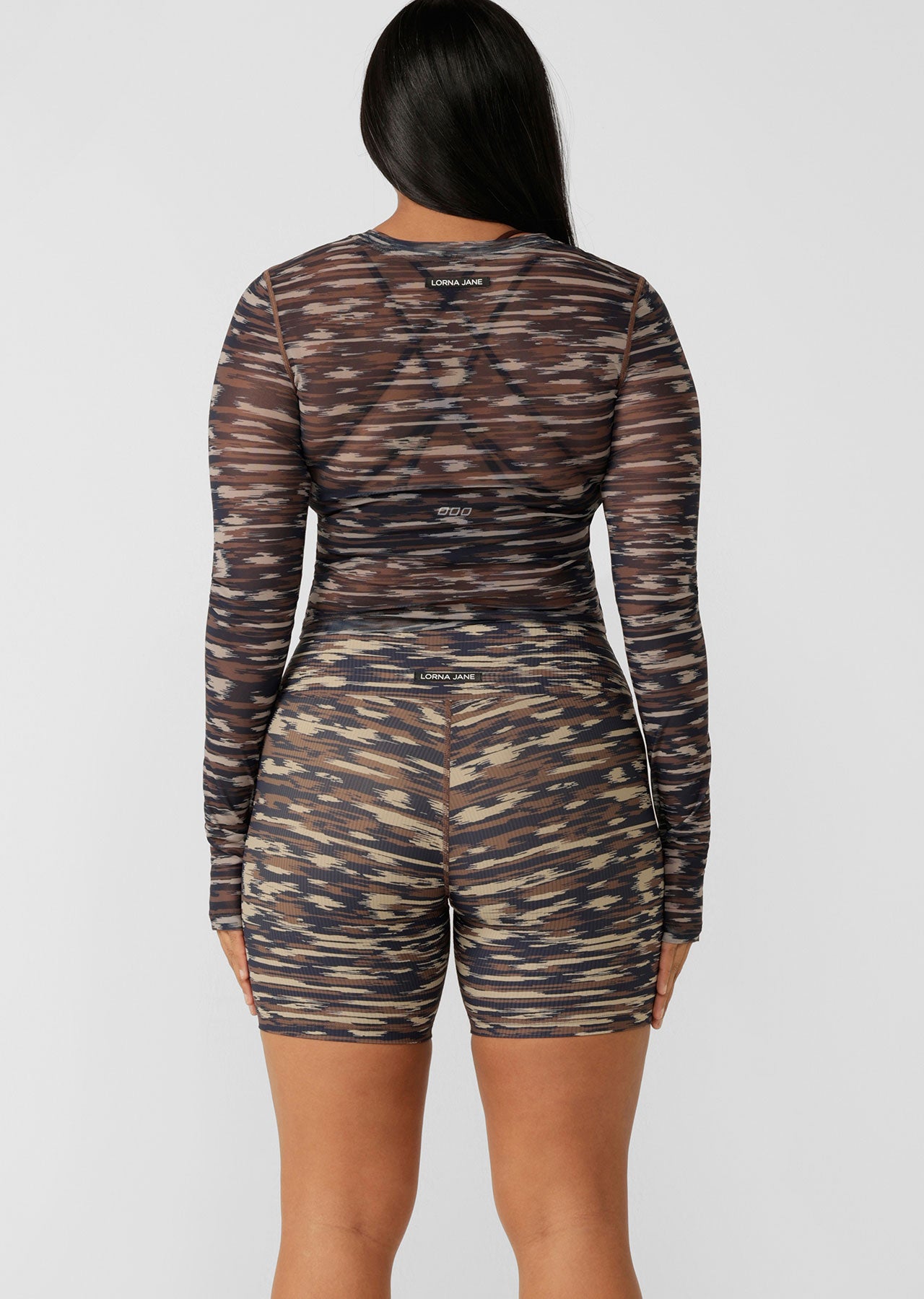 Lorna Jane Zen Rib Bike Shorts - Zen Stripe Print
