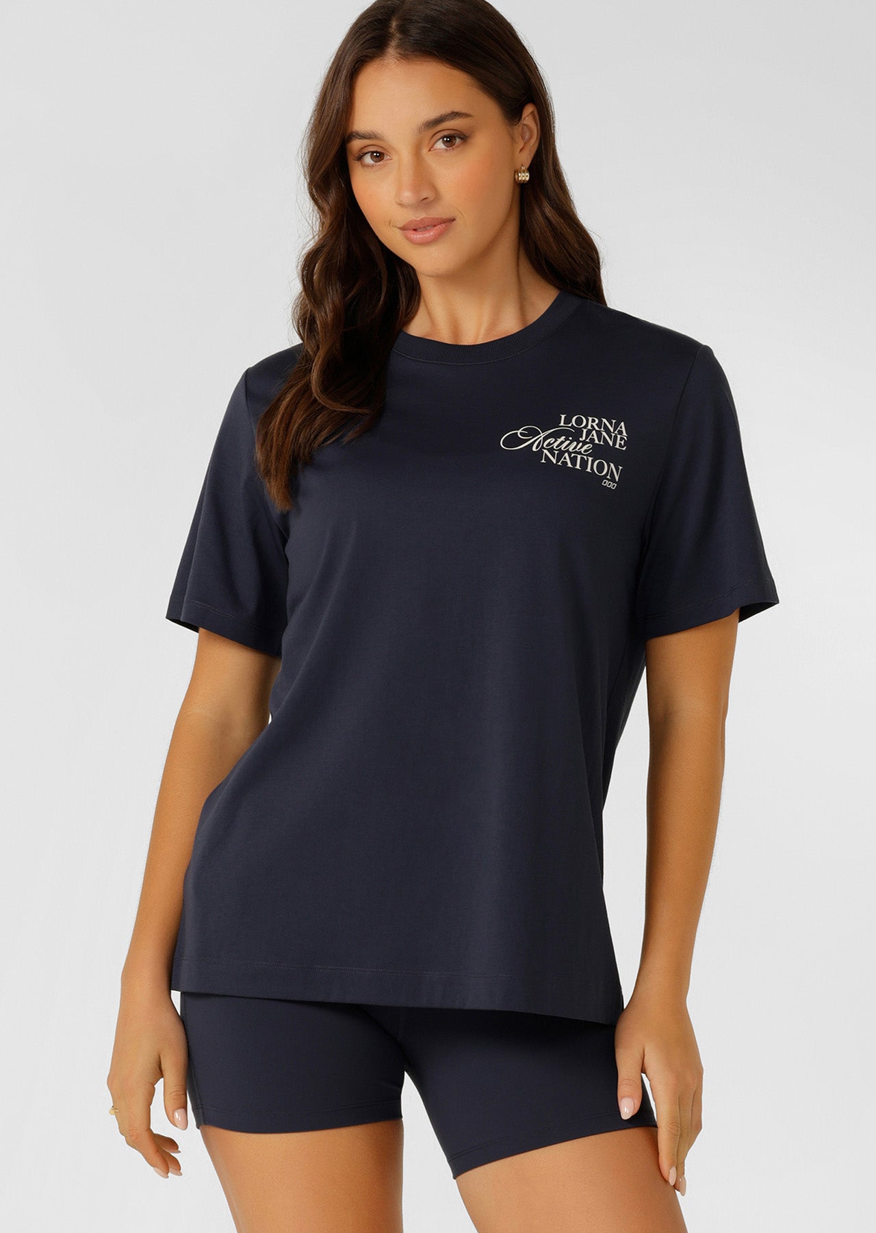 Lorna Jane Active Nation Relaxed T-Shirt - Platinum Navy