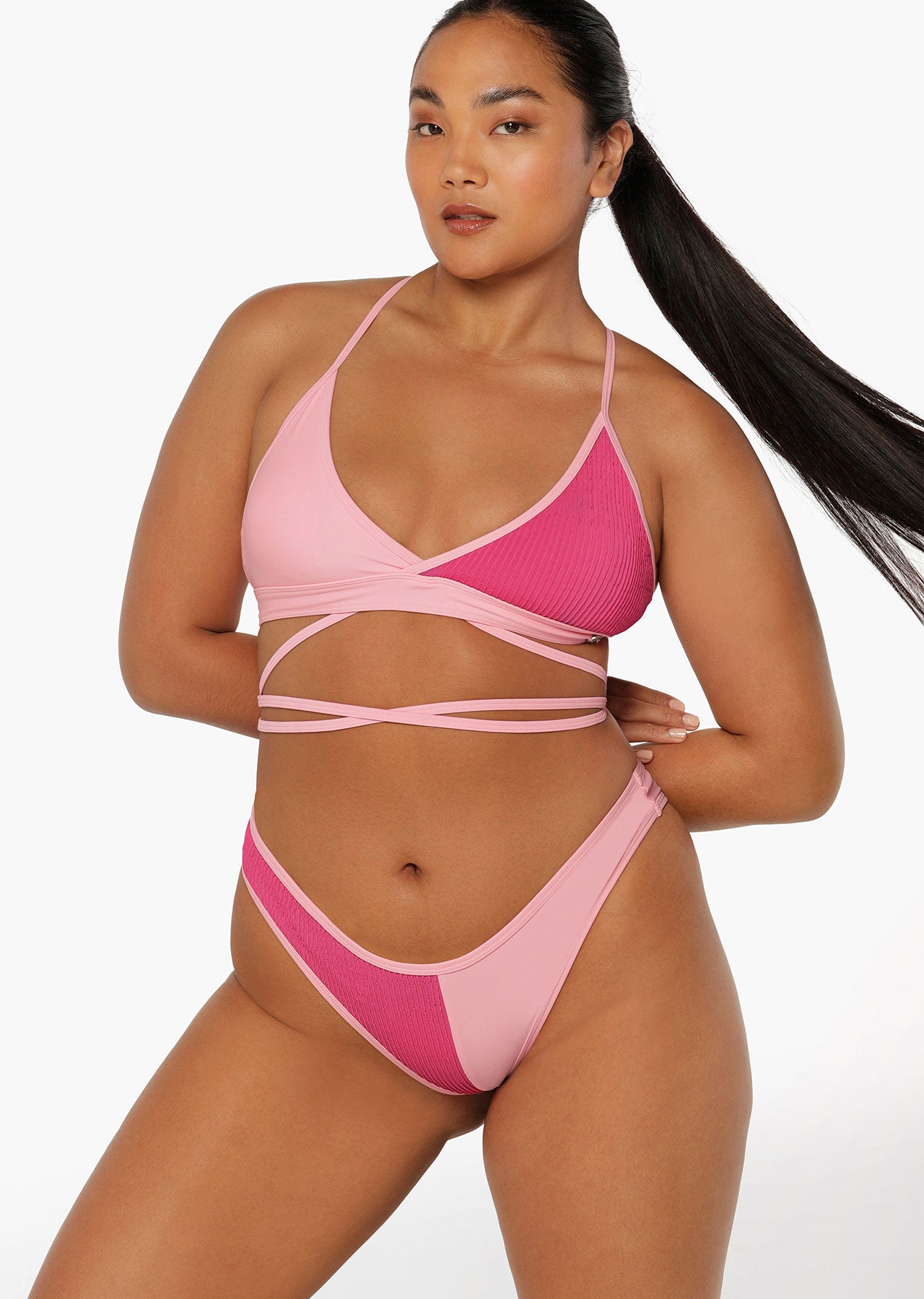 Lorna Jane Cali Contrast Swim Brief - Hot Fuchsia
