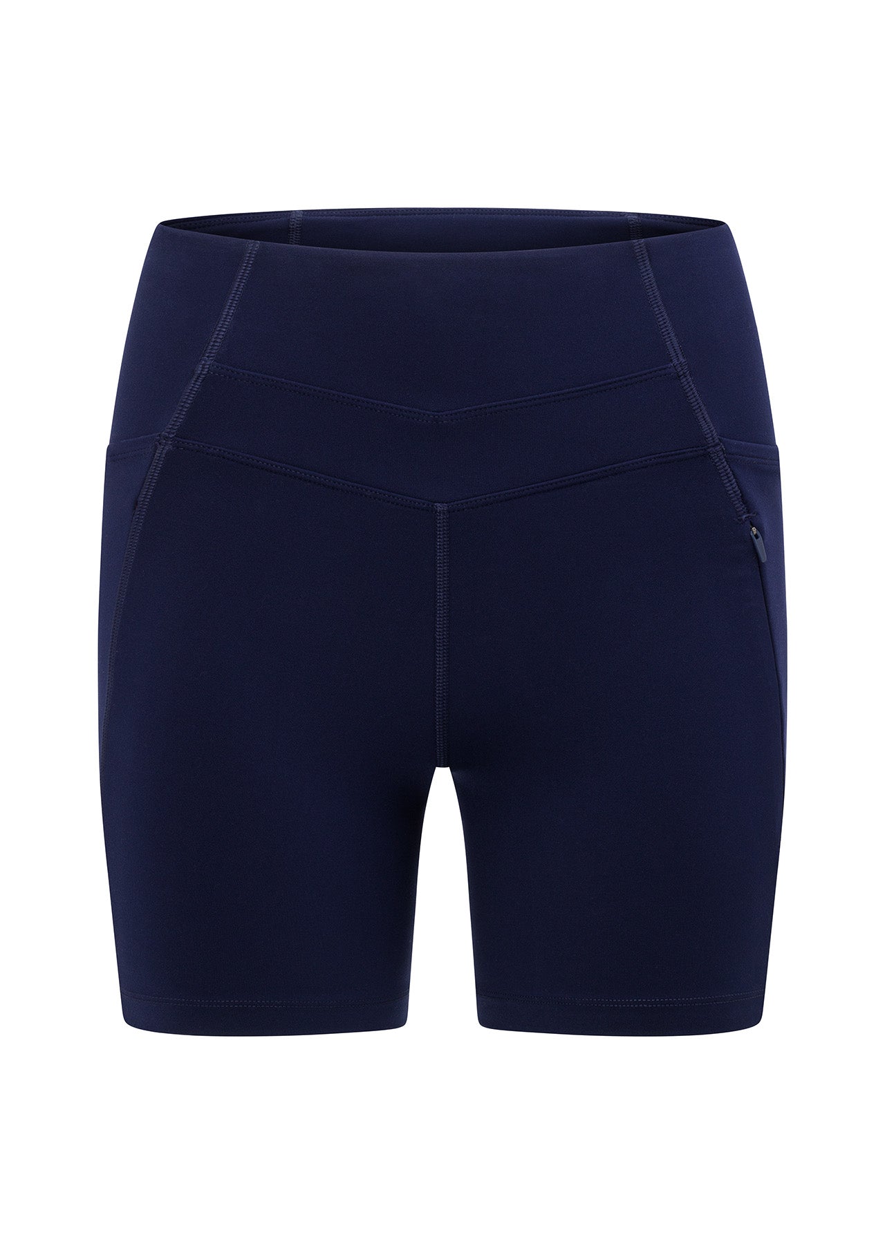 Lorna Jane Zip Pocket Recycled Stomach Support 16cm Bike Shorts - French Navy