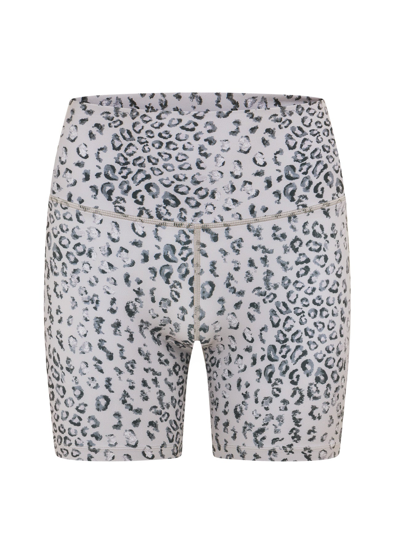 Lorna Jane Wild Leopard Hi Fold Bike Shorts - Grey Scale Leopard Print