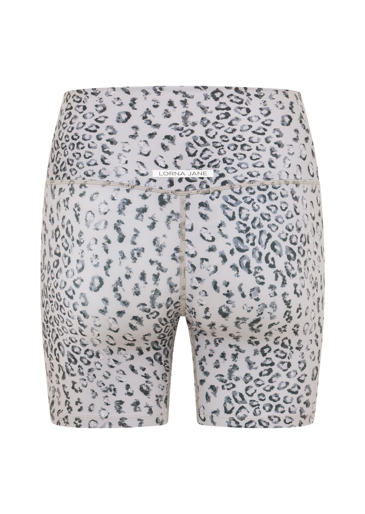 Lorna Jane Wild Leopard Hi Fold Bike Shorts - Grey Scale Leopard Print