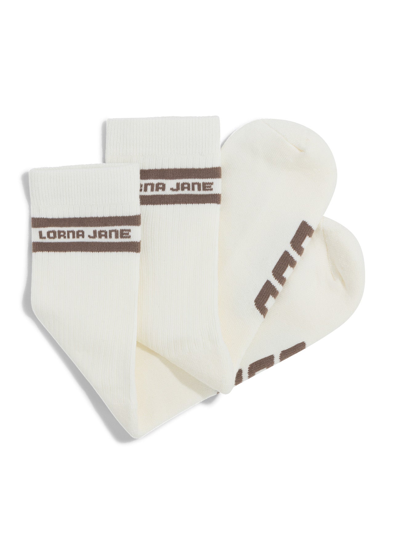 Lorna Jane Sporty Crew Socks - Porcelain/Cedar