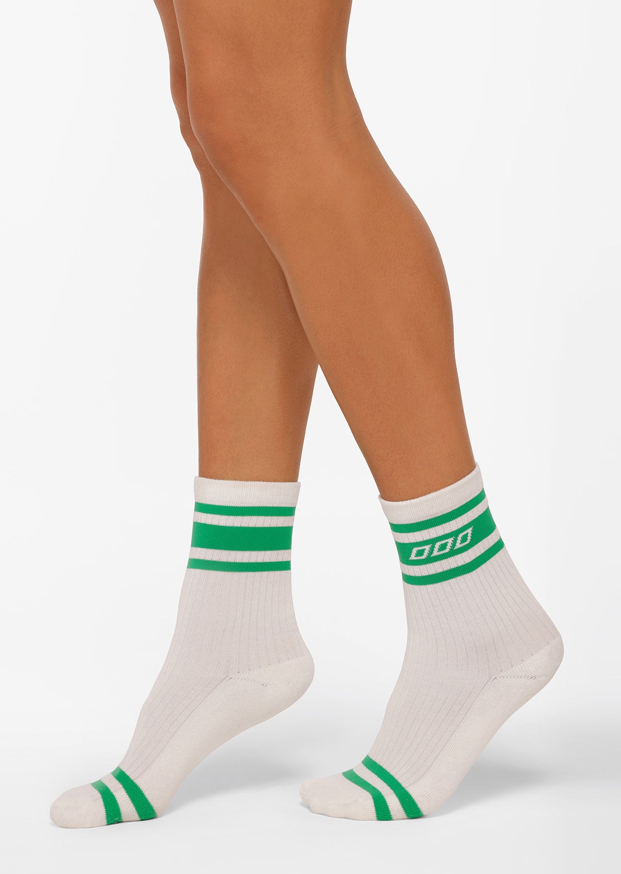Lorna Jane Varsity Crew Socks - Porcelain/Emerald
