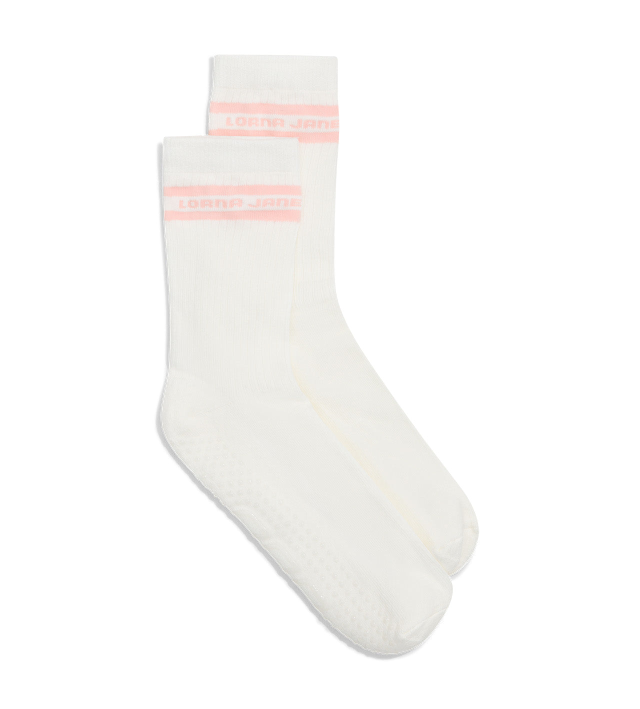 Lorna Jane Pilates Crew Socks - Porcelain/Dark Dusty Pink