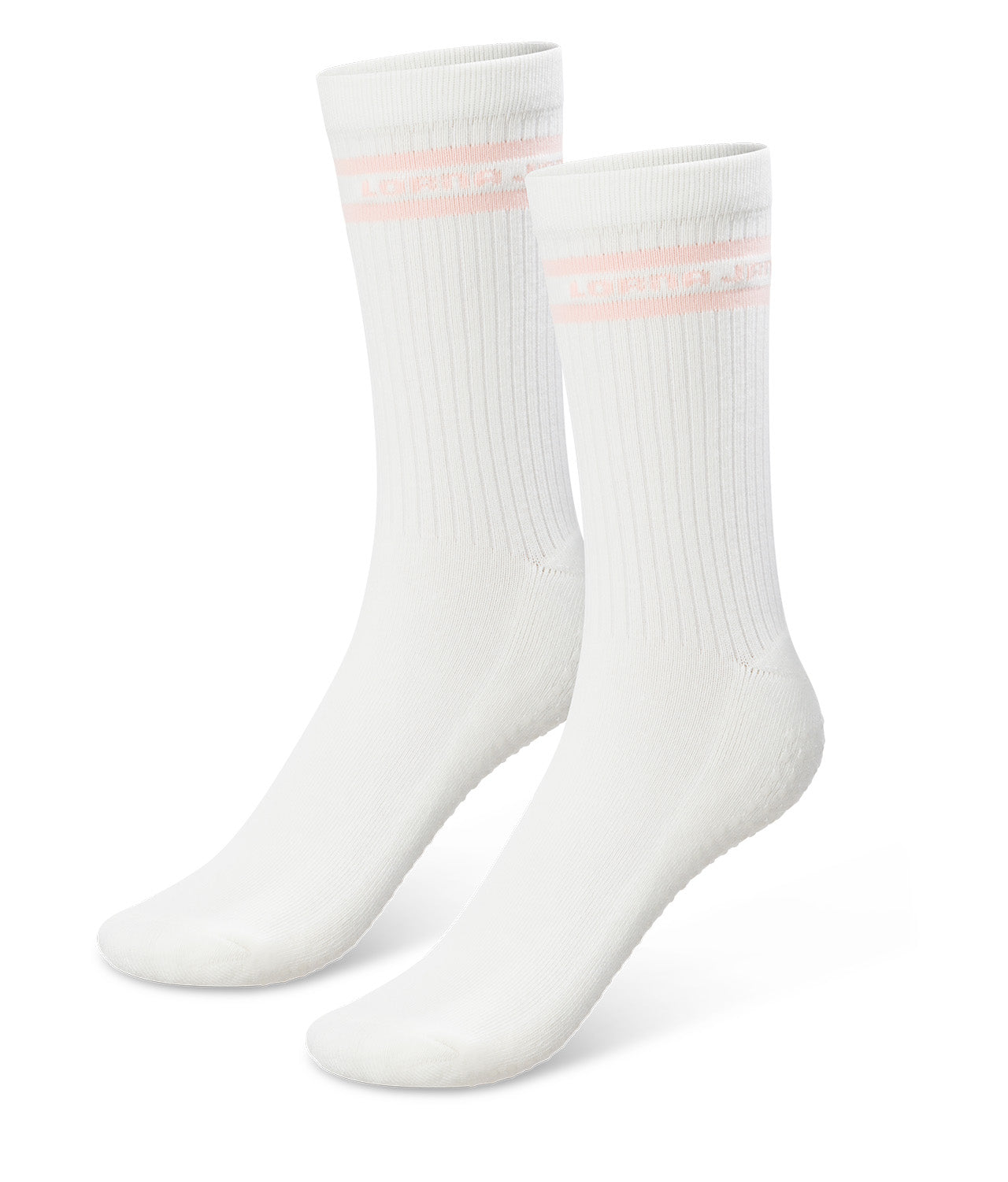 Lorna Jane Pilates Crew Socks - Porcelain/Dark Dusty Pink