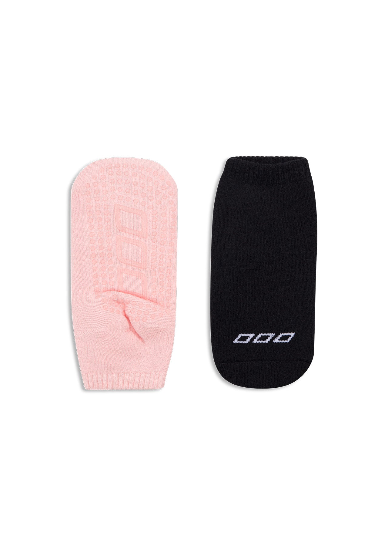 Lorna Jane 2PK Icon Pilates Grip Socks - Black/Pink Sand