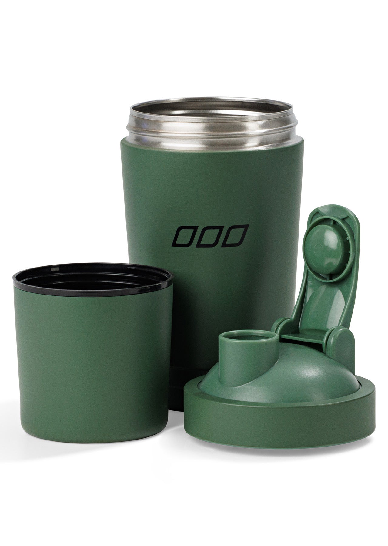 Lorna Jane Stainless Steel Compartment Protein Shaker - Dark Matcha