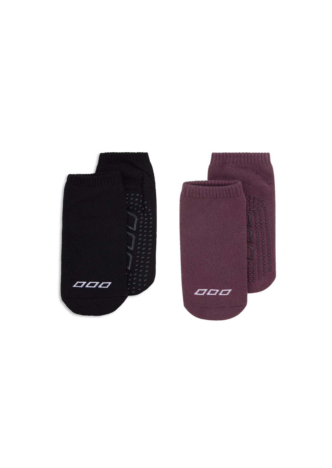 Lorna Jane 2PK Icon Pilates Grip Socks - Black & Amethyst Shadow