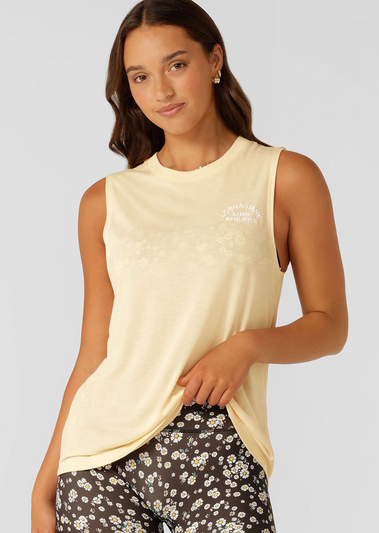 Lorna Jane Lotus Muscle Tank - Buttermilk