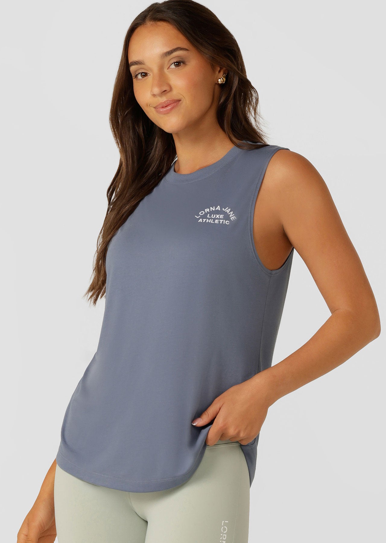 Lorna Jane Lotus Muscle Tank - Powder Grey