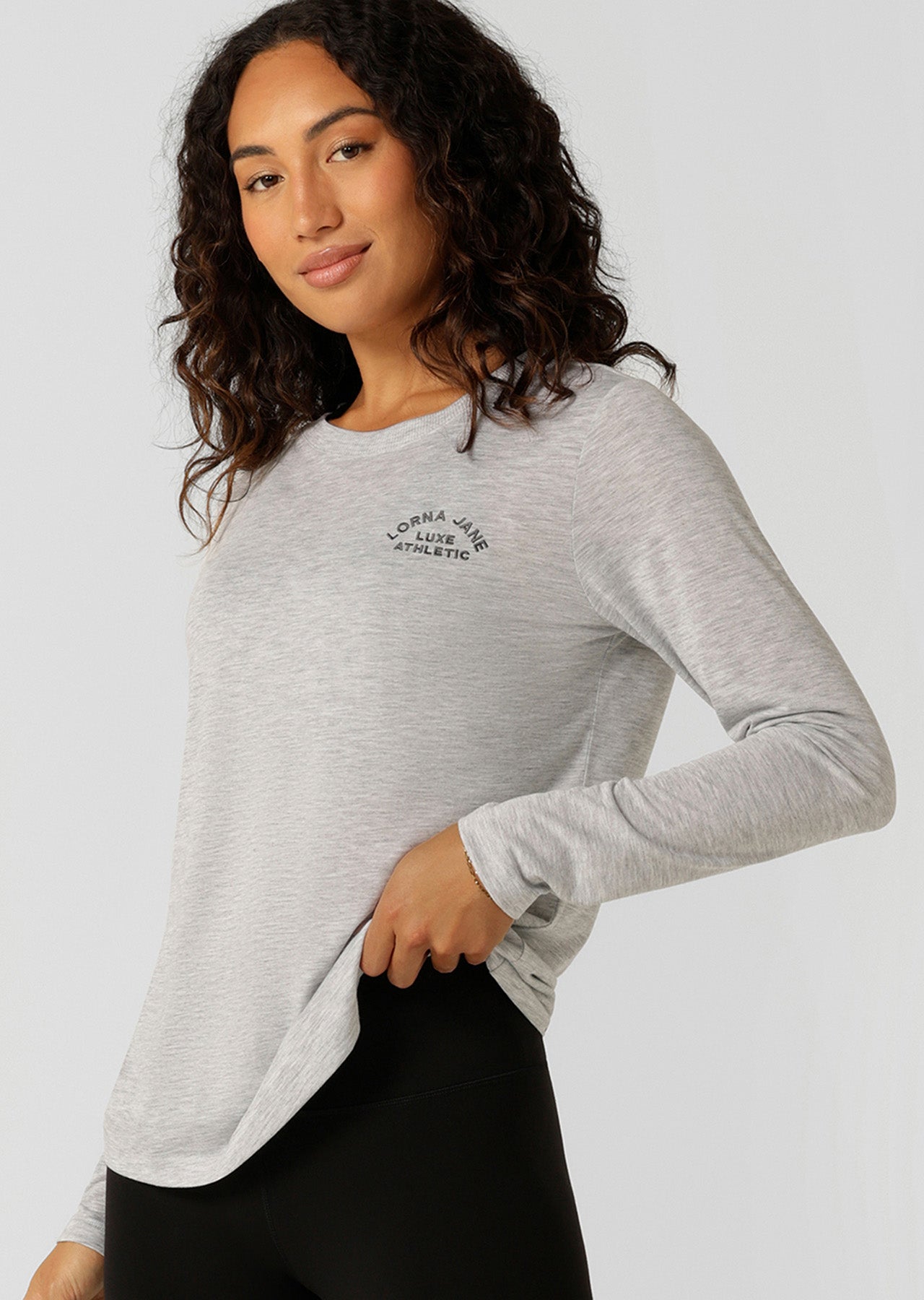 Lorna Jane Lotus Long Sleeve Top - Grey Marl