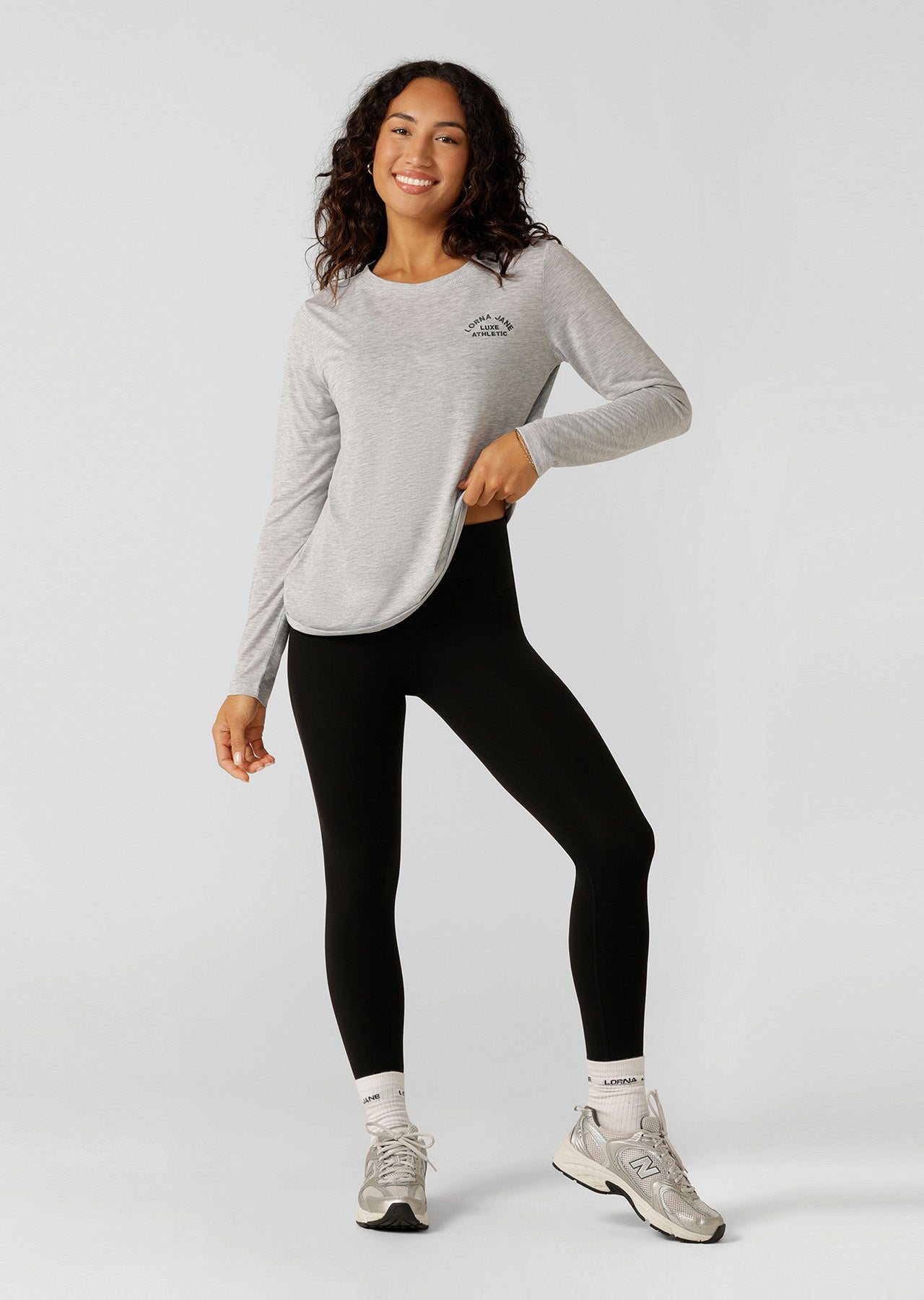 Lorna Jane Lotus Long Sleeve Top - Grey Marl