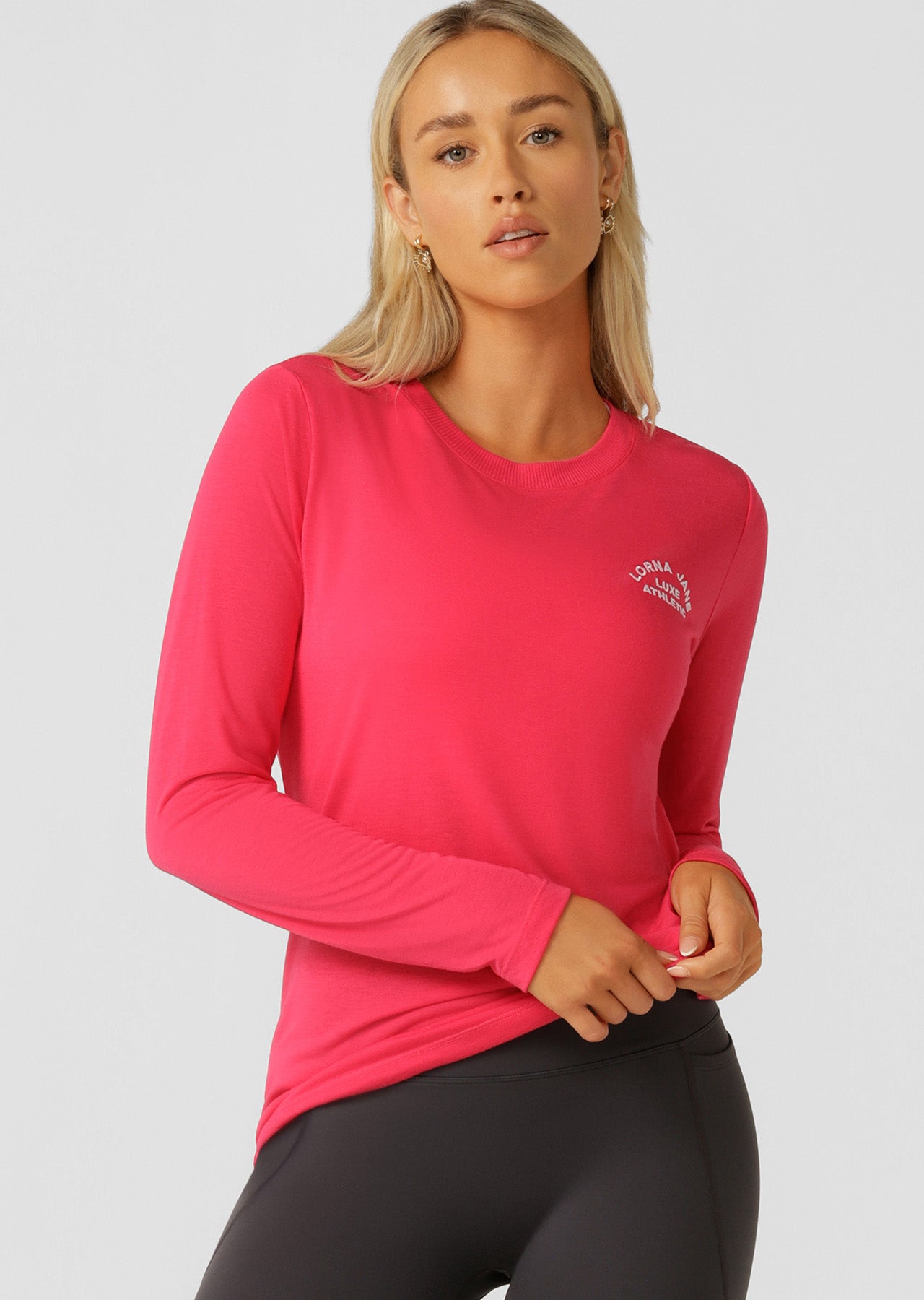 Lorna Jane Lotus Long Sleeve Top - Neon Raspberry