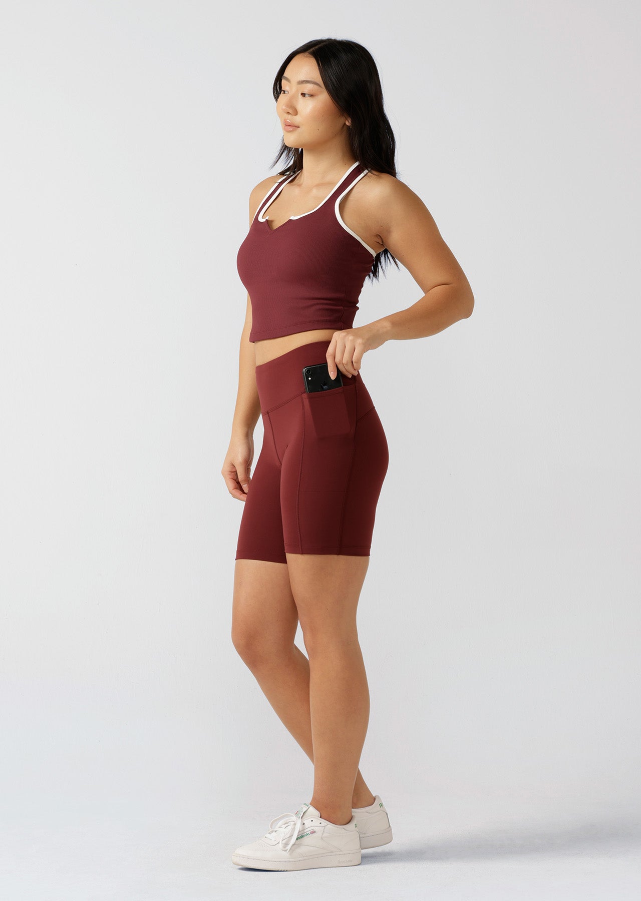 Lorna Jane Amy Phone Pocket Tech Bike Shorts - Maroon