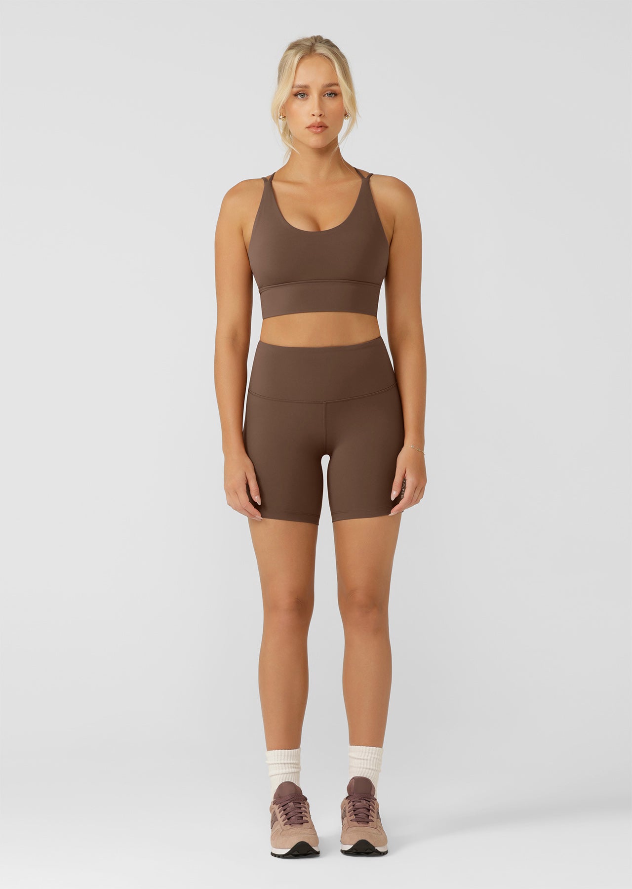 Lorna Jane Lotus No Chafe 16cm Bike Shorts - Chocolate