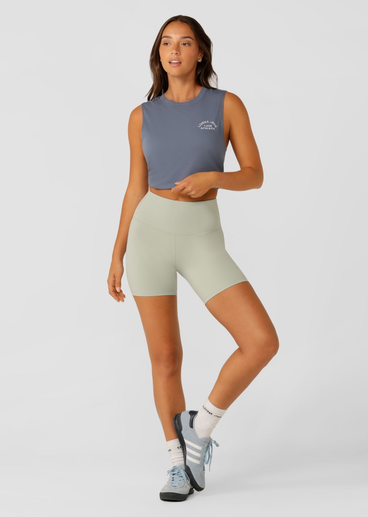 Lorna Jane Lotus No Chafe 16cm Bike Shorts - Iced Matcha
