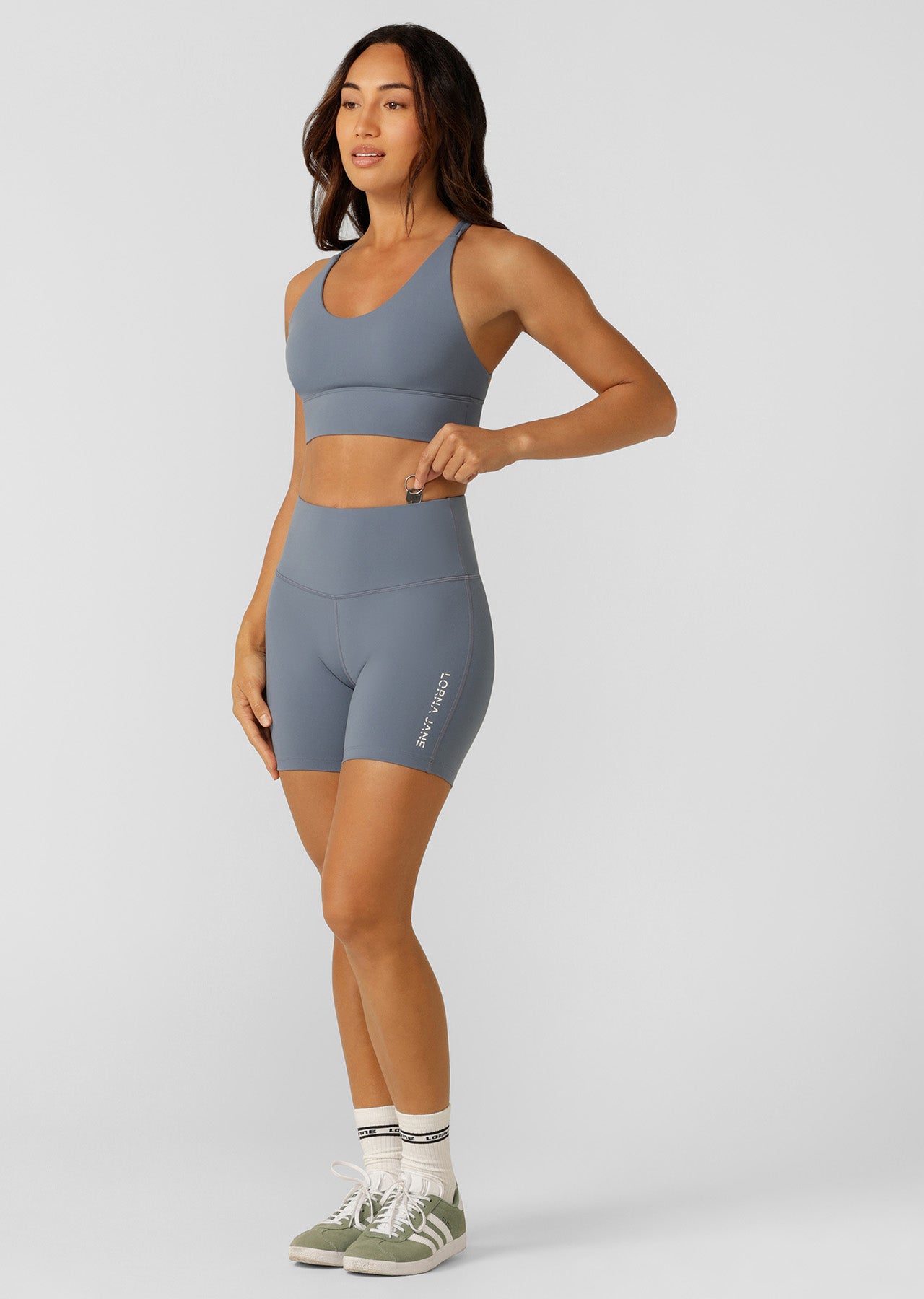 Lorna Jane Lotus No Chafe 16cm Bike Shorts - Powder Grey