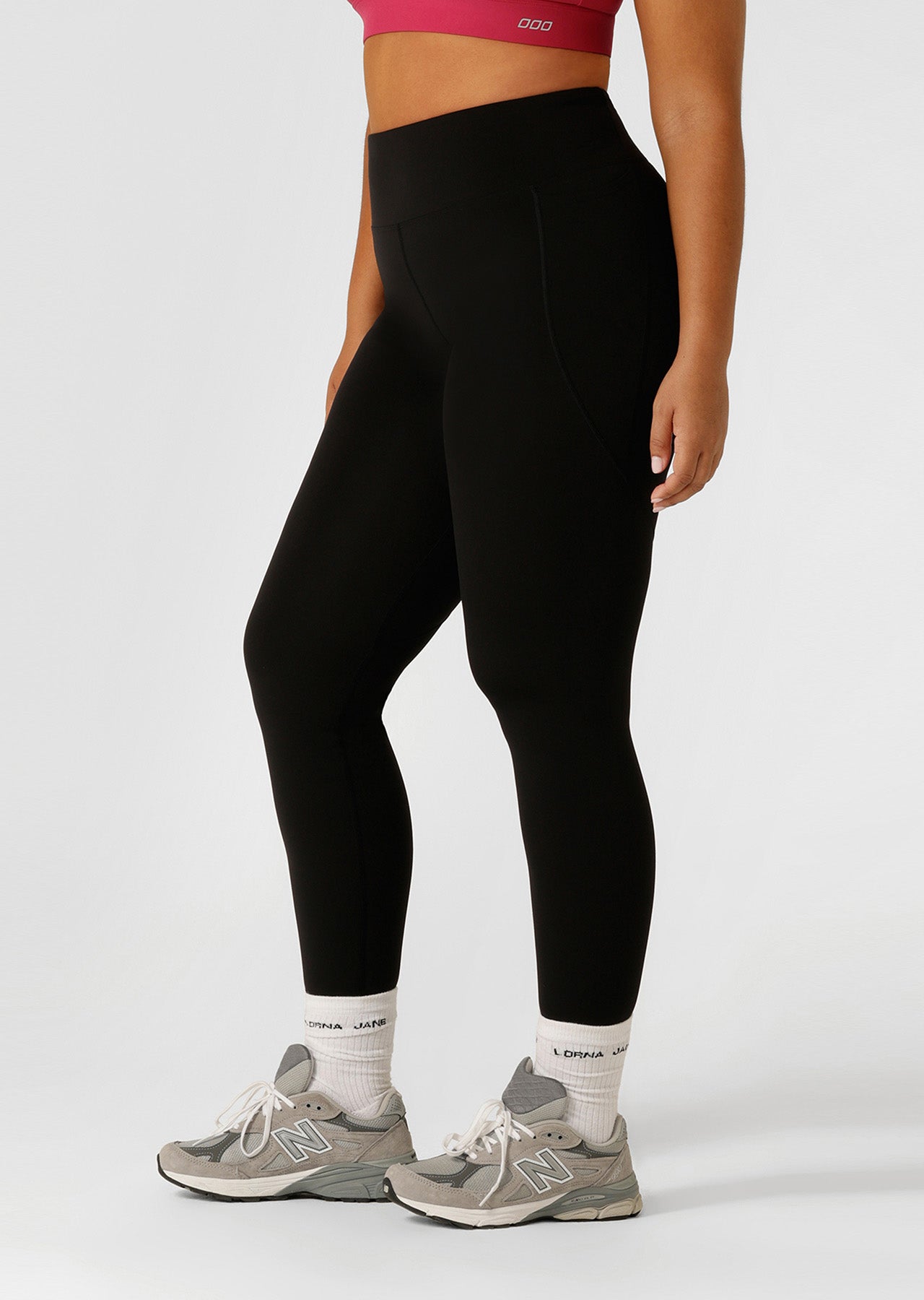 Lorna Jane Amy Thermal Phone Pocket Ankle Biter Leggings - Black