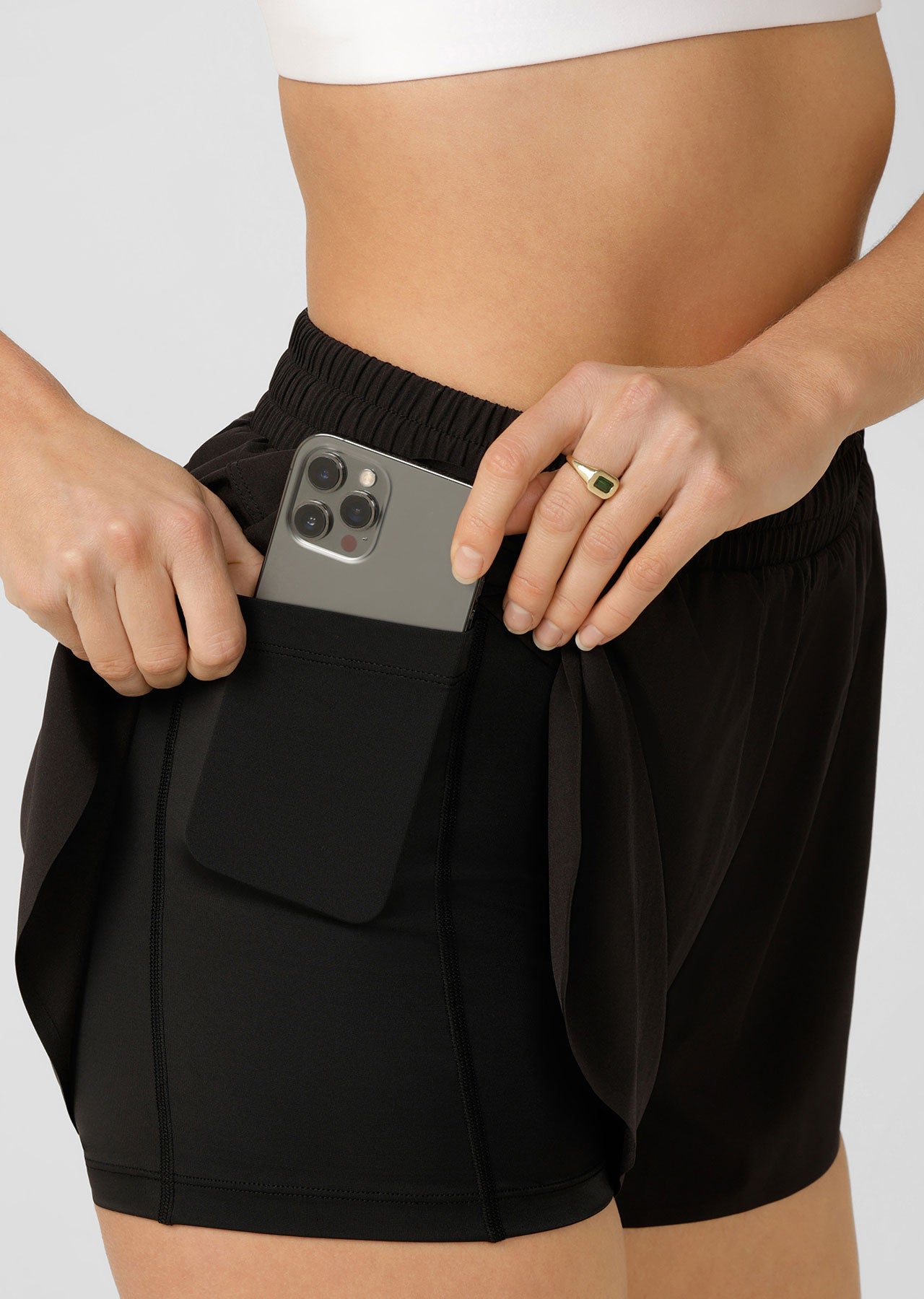 Lorna Jane Lightspeed Phone Pocket Run Shorts - Black