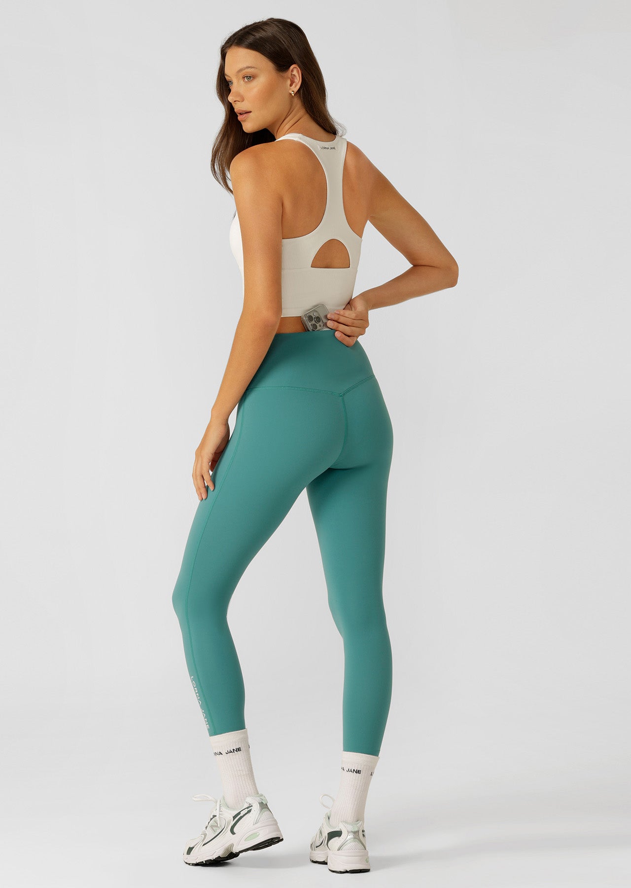 Lorna Jane Lotus No Chafe Phone Pocket Ankle Biter Leggings - Jewel